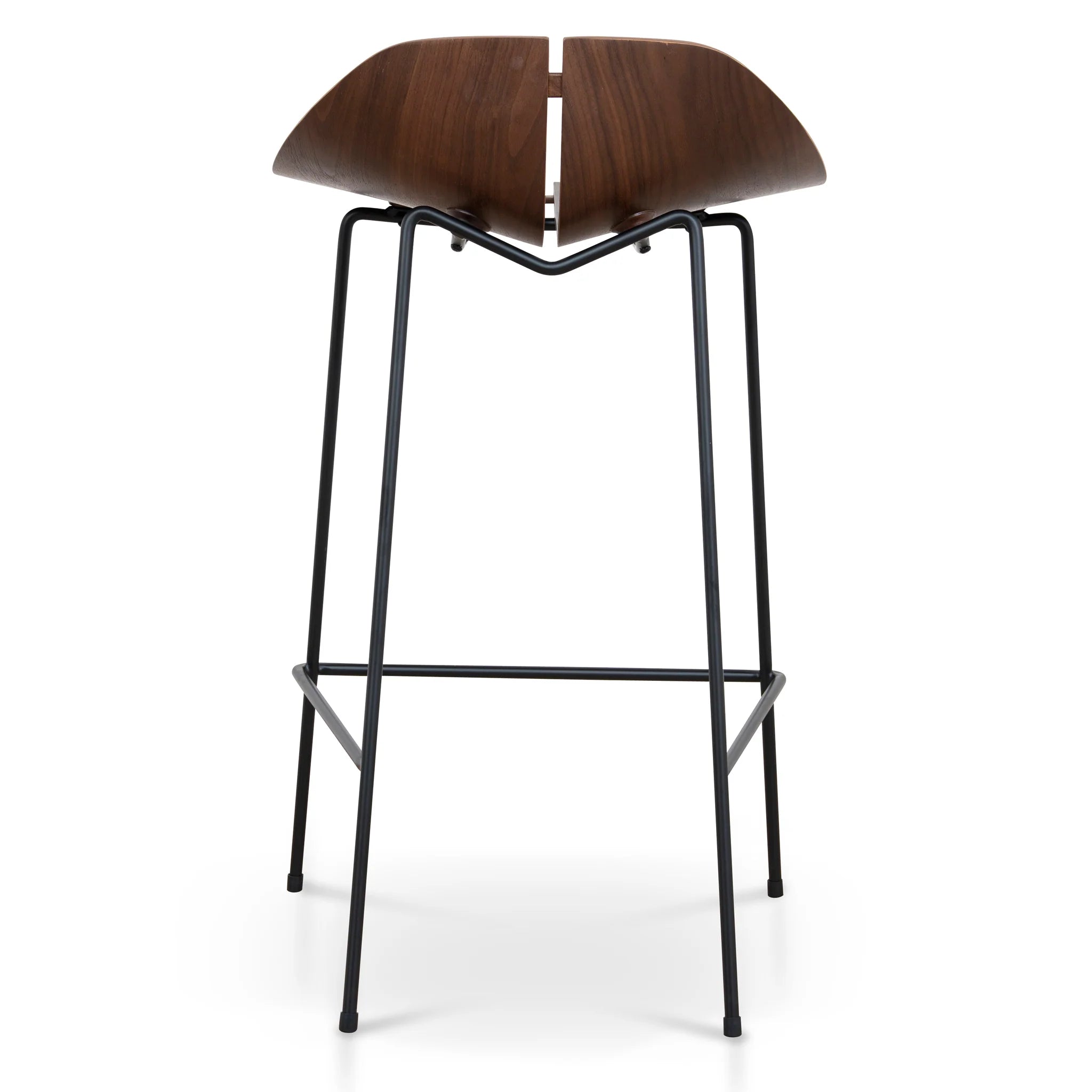 Motala 65cm Matte Black Bar Stool - Walnut