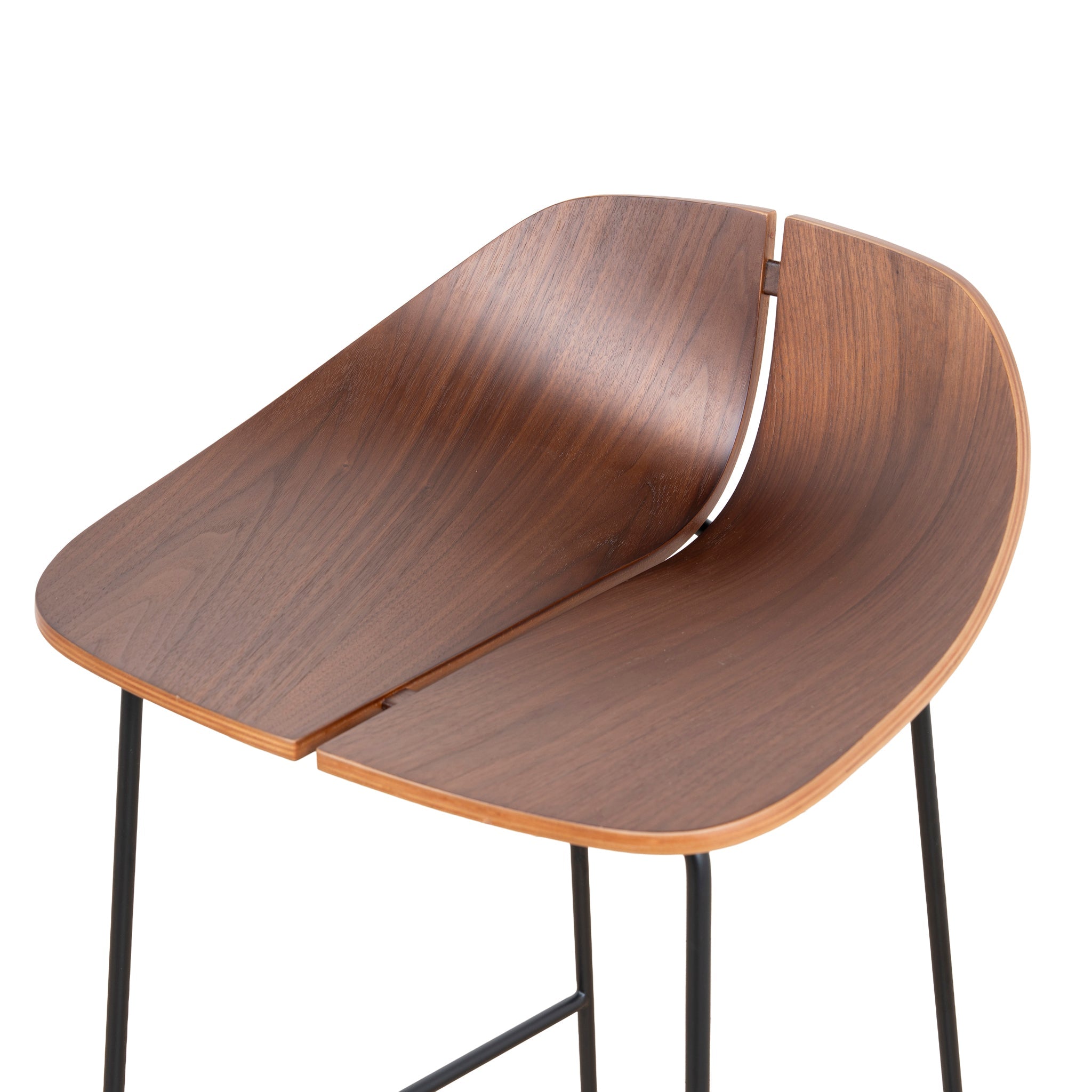 65cm Matte Black Bar Stool - Walnut - image 8