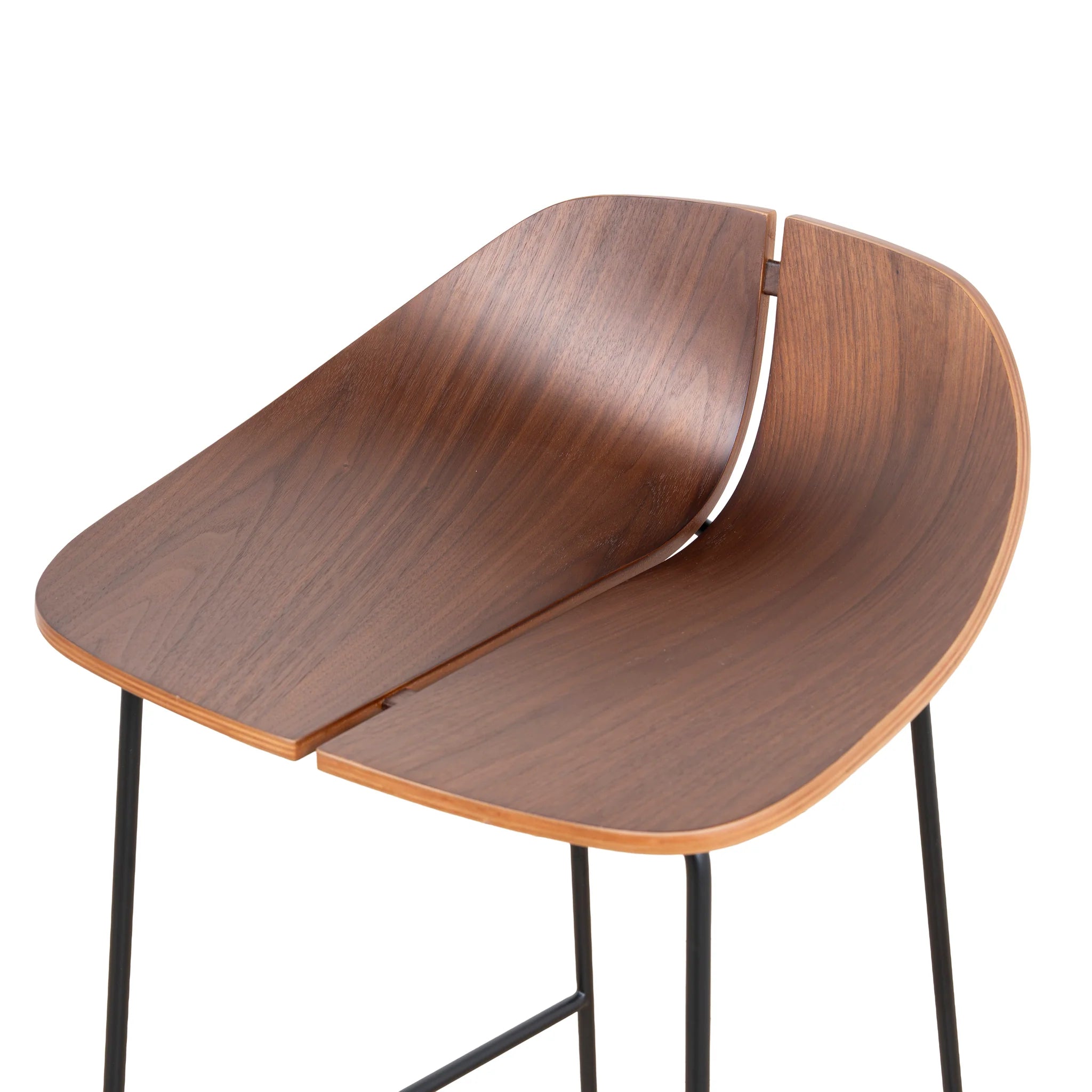 Motala 65cm Matte Black Bar Stool - Walnut