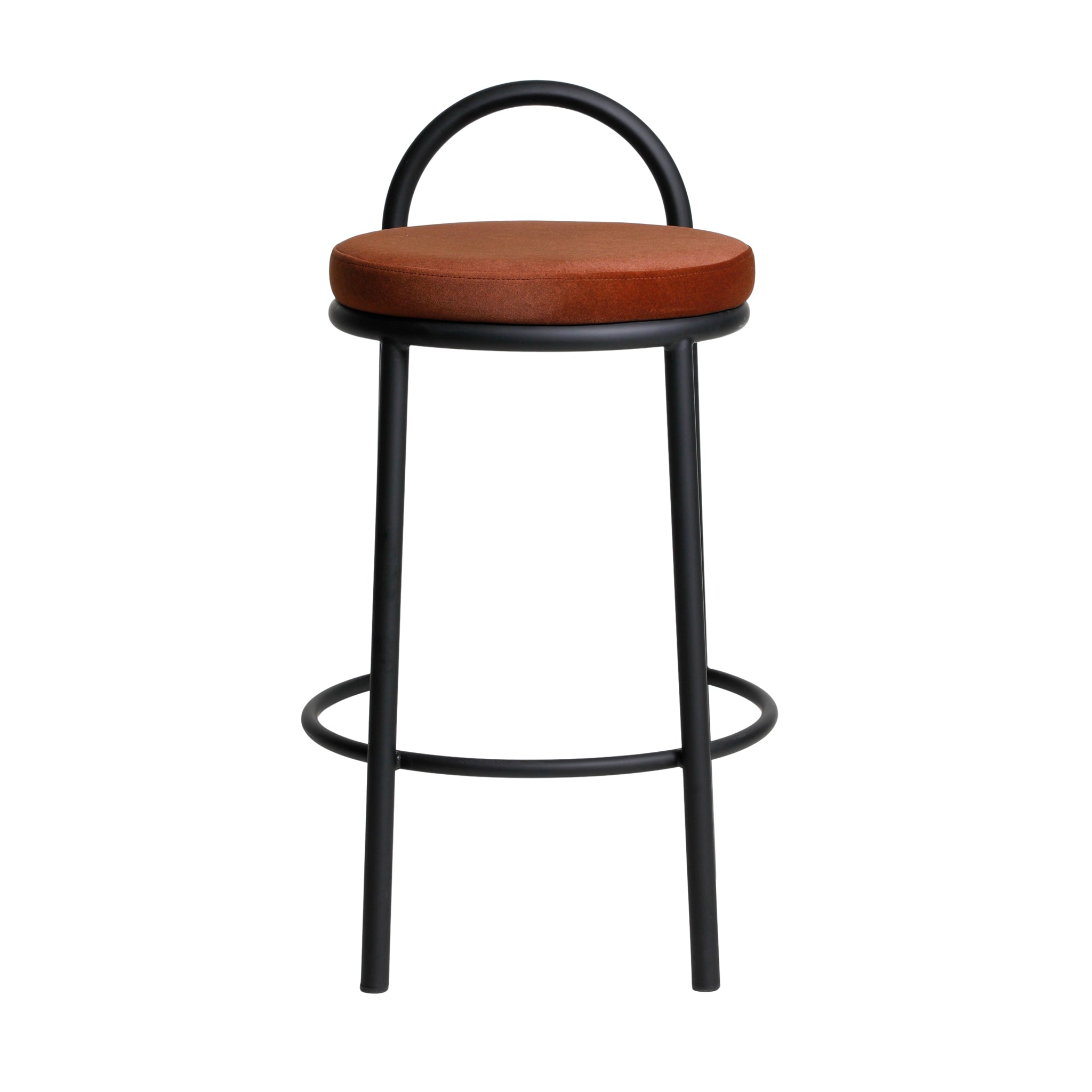 65cm Black Frame Bar Stool - Burnt Brown (Set of 2) - image 2