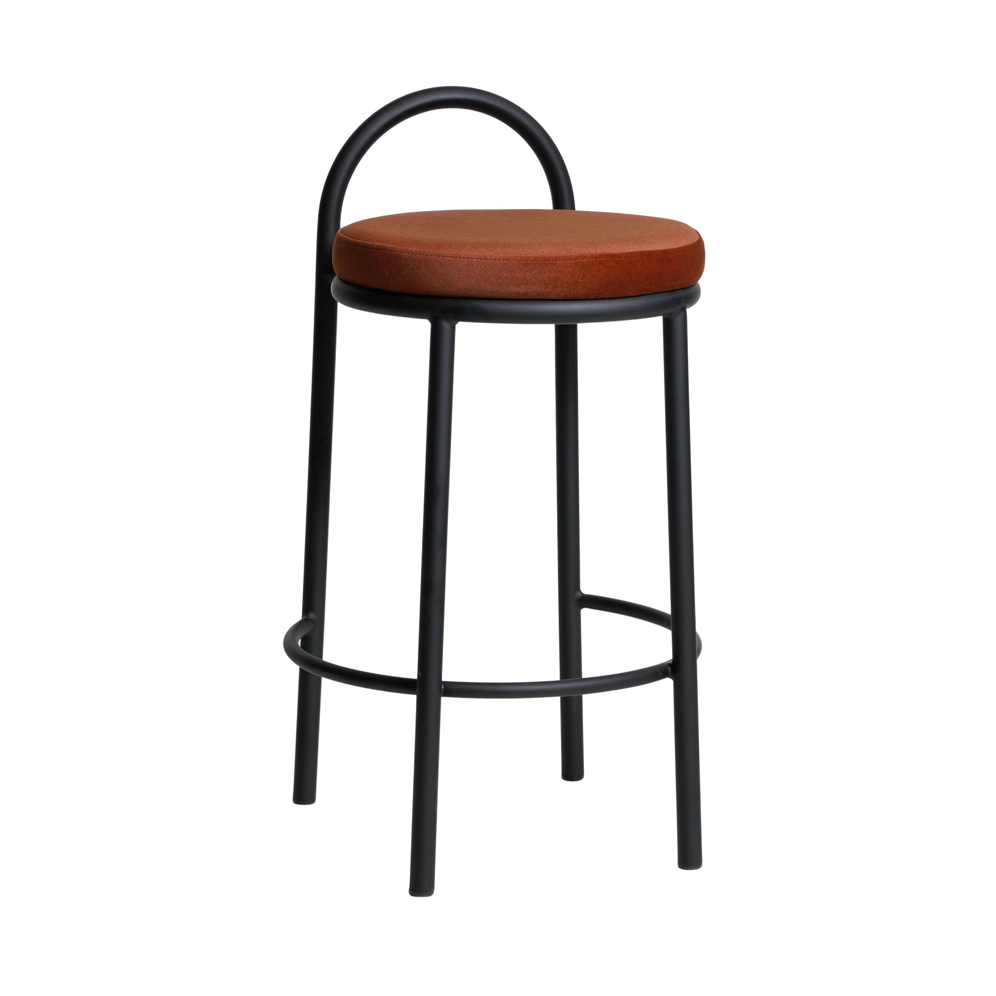 65cm Black Frame Bar Stool - Burnt Brown (Set of 2) - image 3