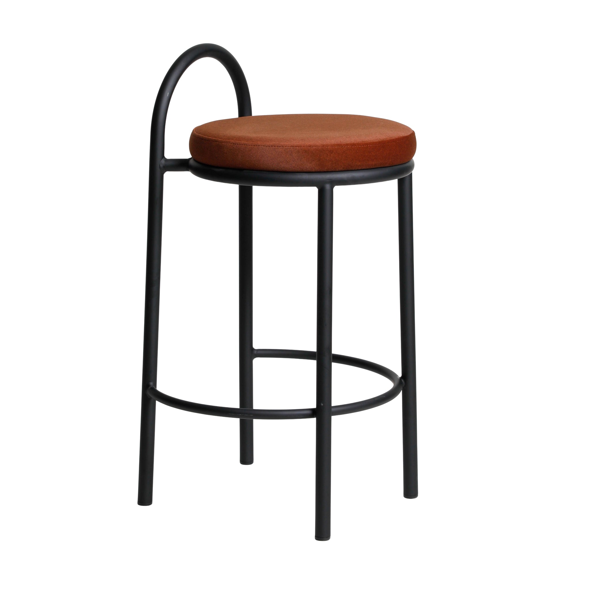 CBS10965-FH 65cm Black Frame Bar Stool - Burnt Brown (Set of 2)