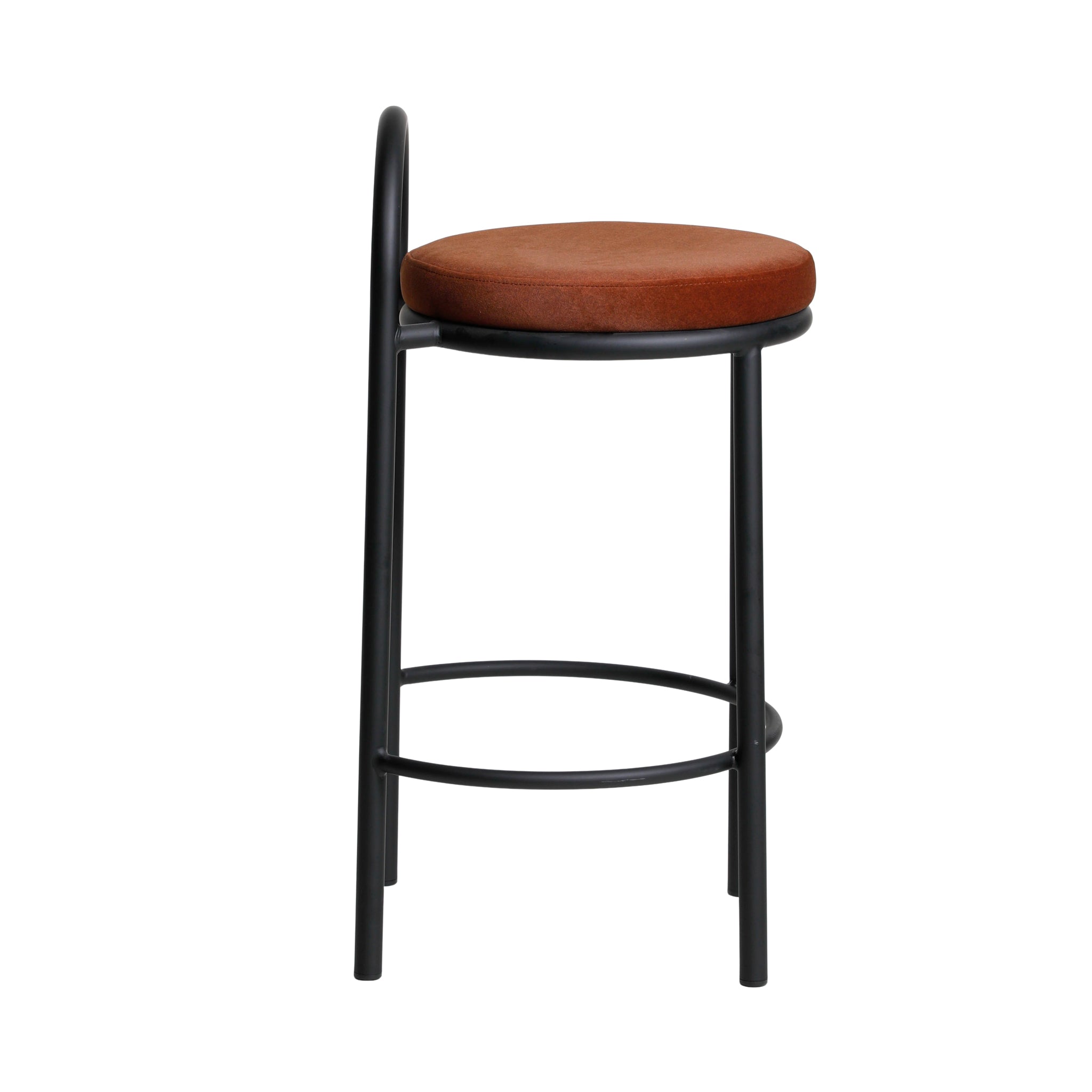 65cm Black Frame Bar Stool - Burnt Brown (Set of 2) - image 5