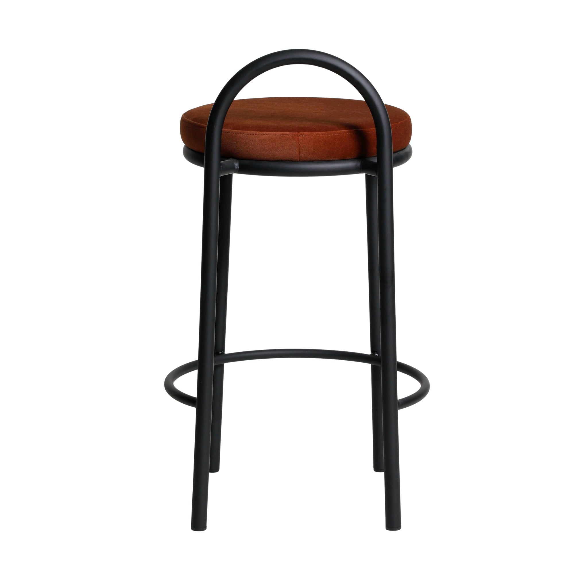65cm Black Frame Bar Stool - Burnt Brown (Set of 2) - image 7