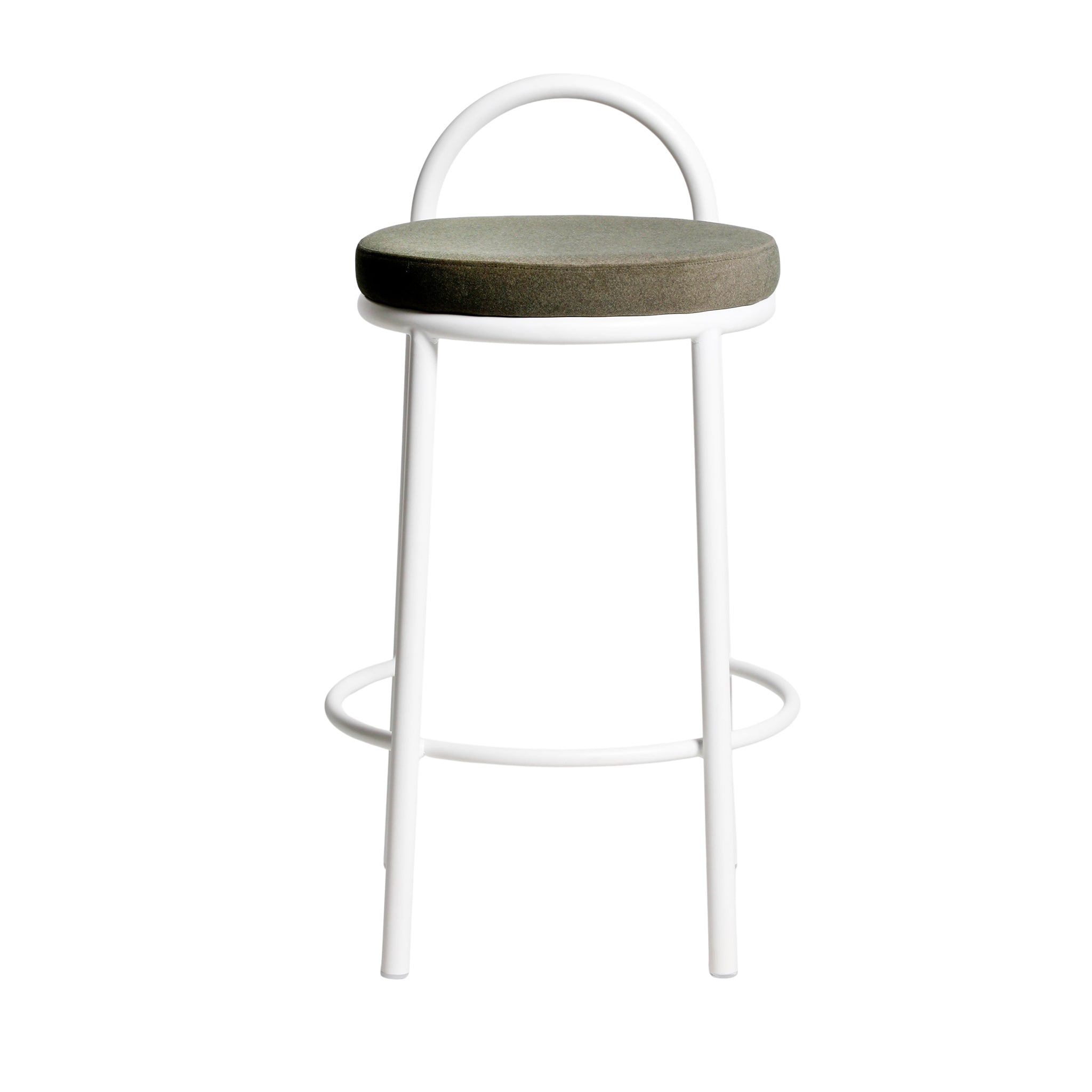 65cm White Frame Bar Stool - Dark Moss Green (Set of 2) - image 2