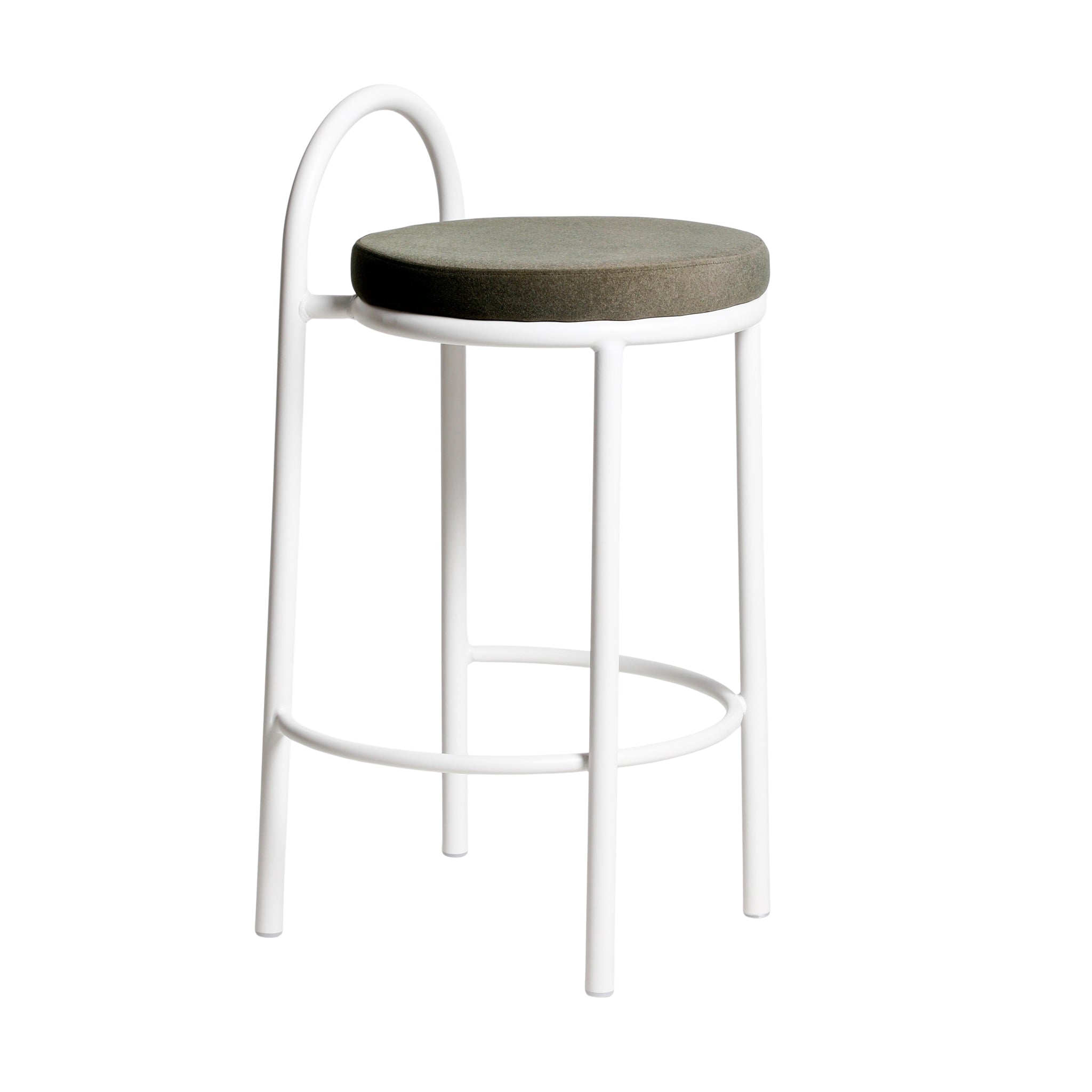 CBS12012-FH 65cm White Frame Bar Stool - Dark Moss Green (Set of 2)