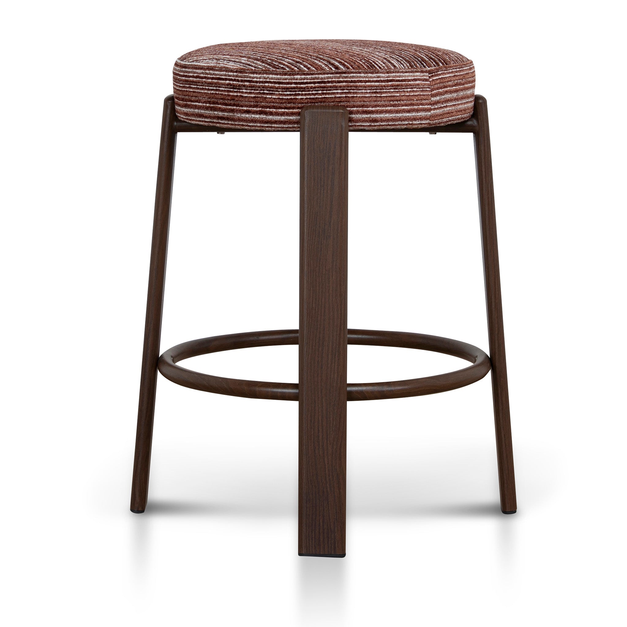 Walnut Barstool - Burgundy Stripe