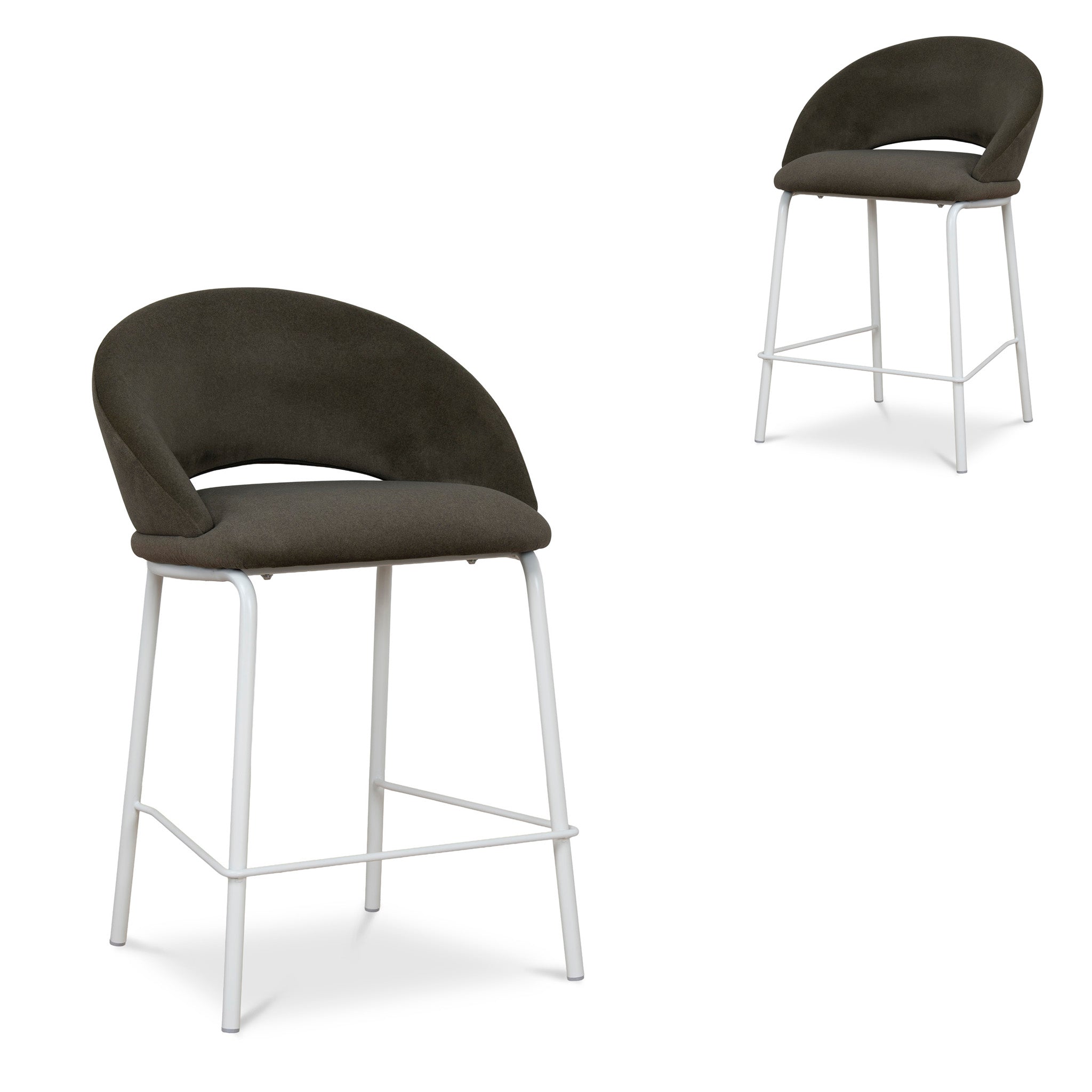 CBS12642-FH White Bar Stool - Dark Moss Green (Set of 2)