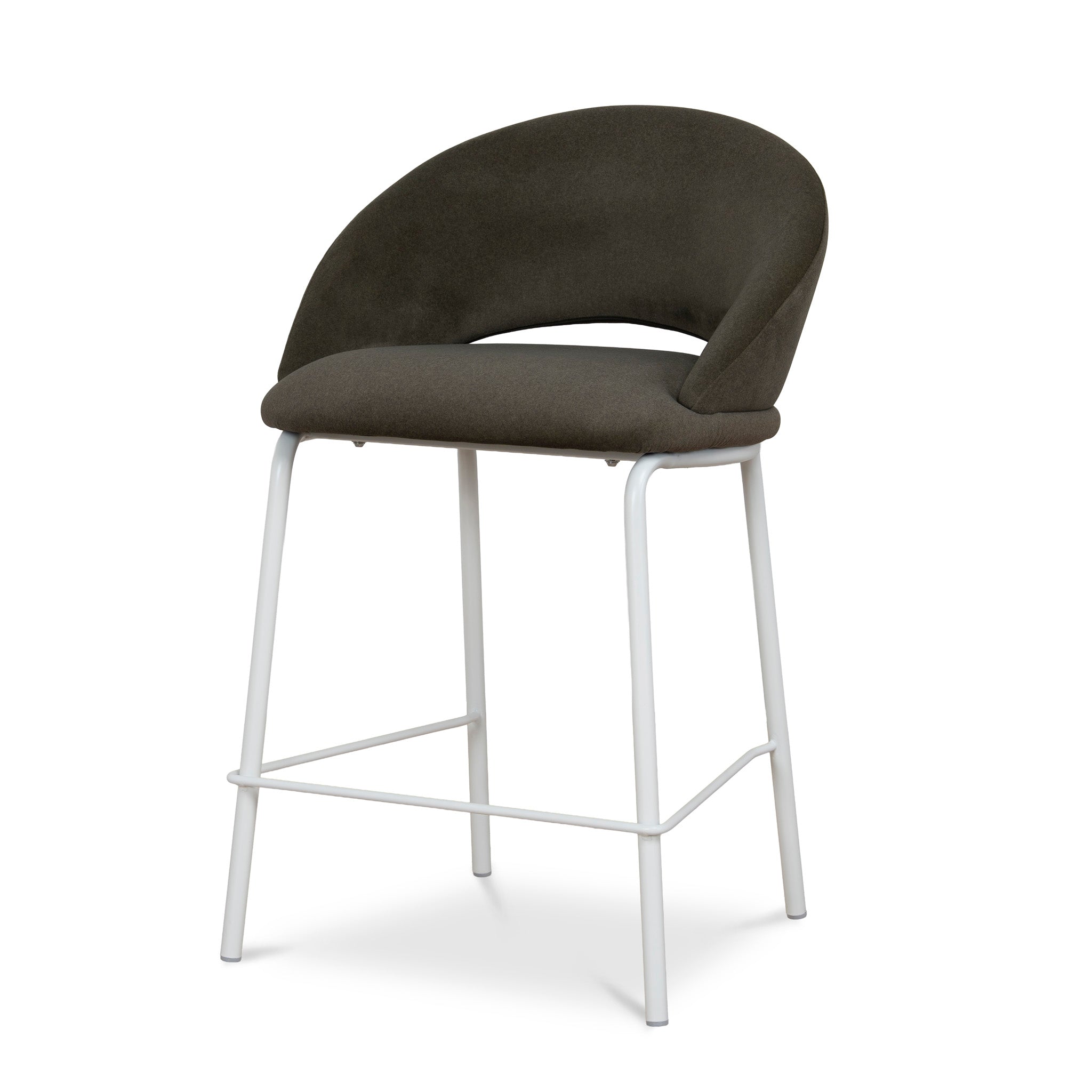 White Bar Stool - Dark Moss Green (Set of 2)