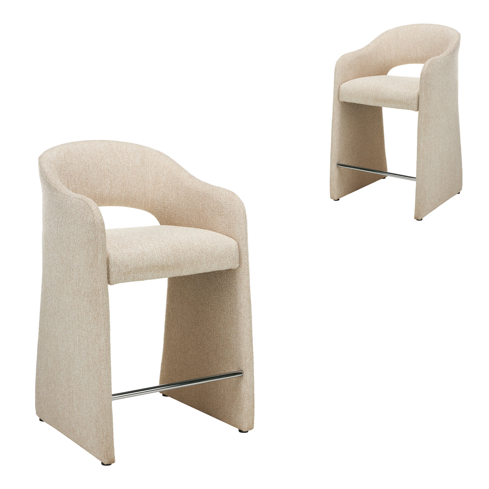 65cm Fabric Bar Stool - Cobble Beige (Set of 2)