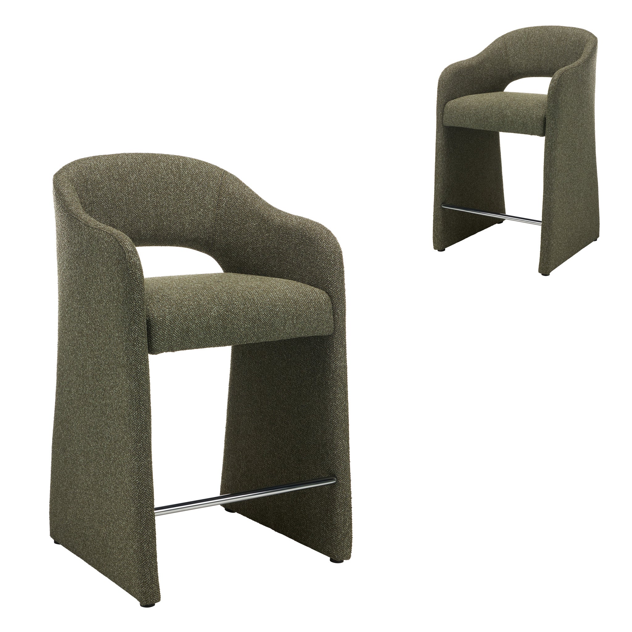 65cm Fabric Bar Stool - Twill Green (Set of 2)