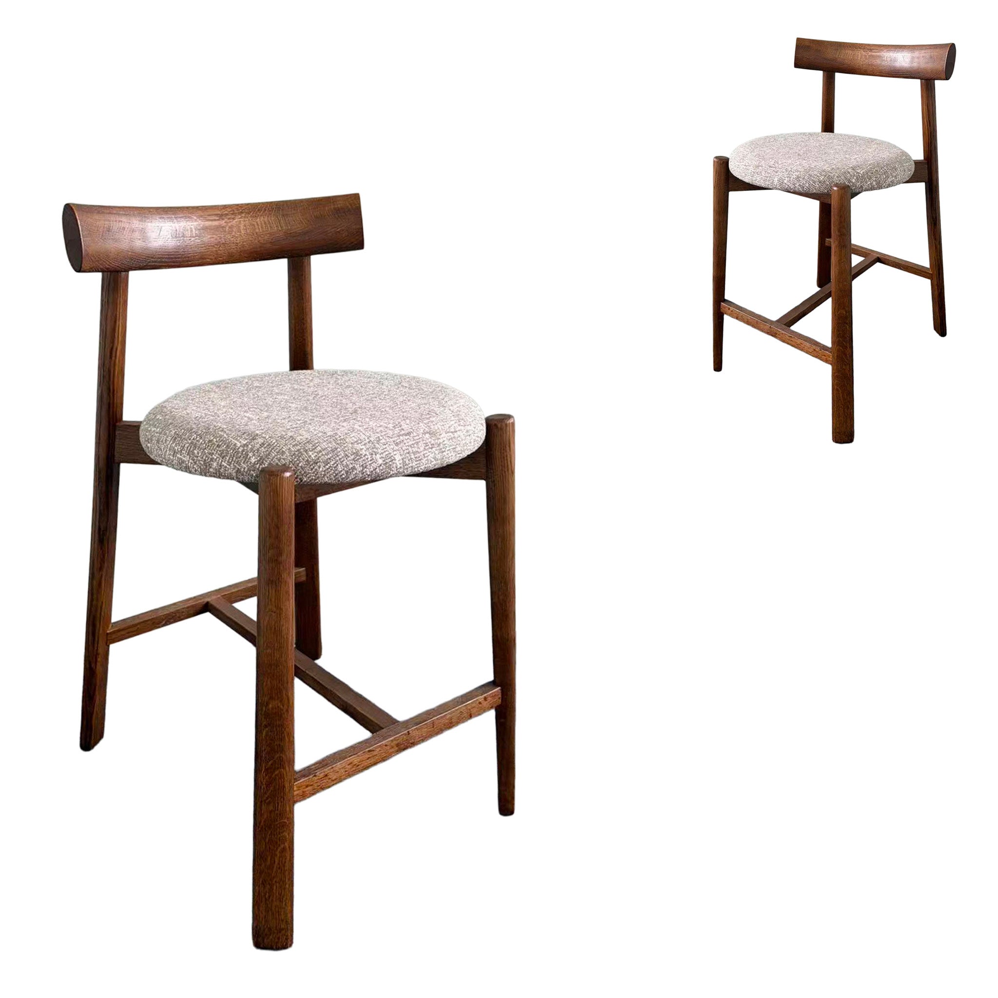 CBS12786-HN 65cm Distressed Walnut Barstool - California Taupe (Set of 2)
