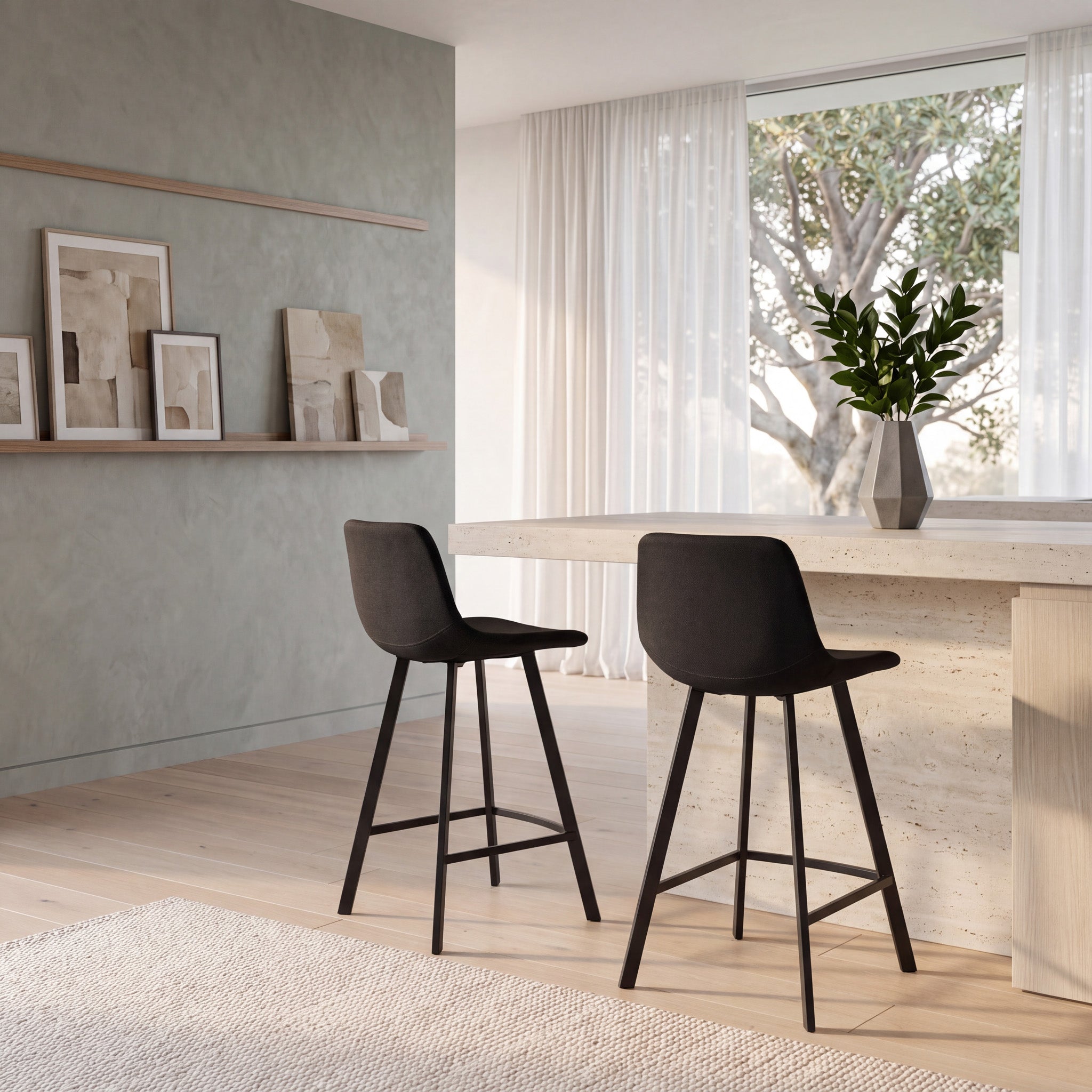 65cm Bar Stool - Black (Set of 2)