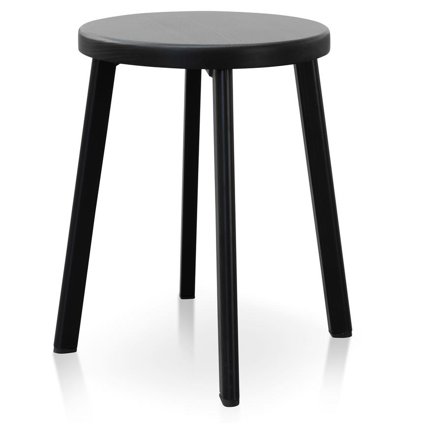 46cm Wooden Seat Low Stool - Full Black(Set of 2)