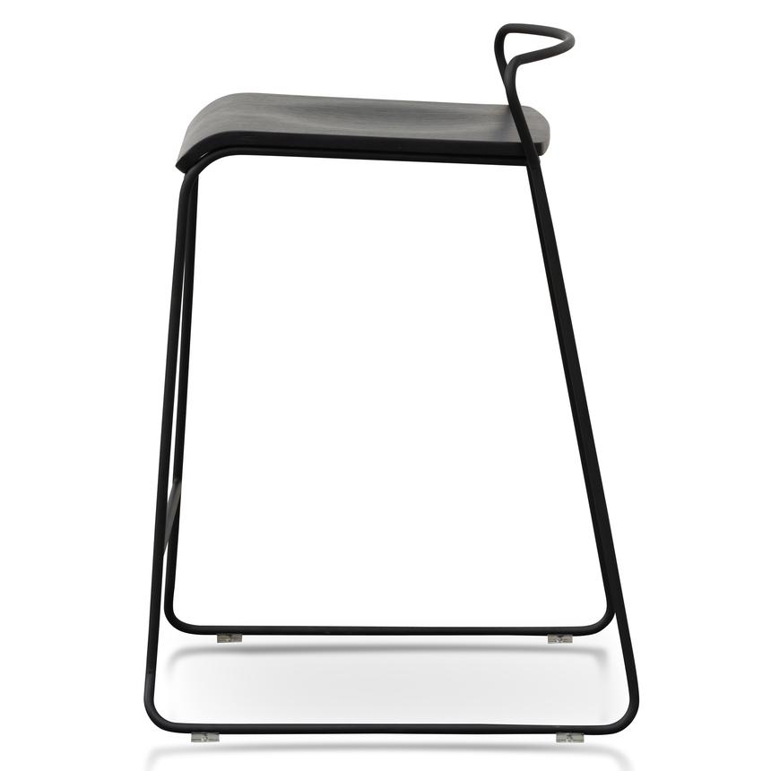 65cm Wooden Seat Bar Stool - Black