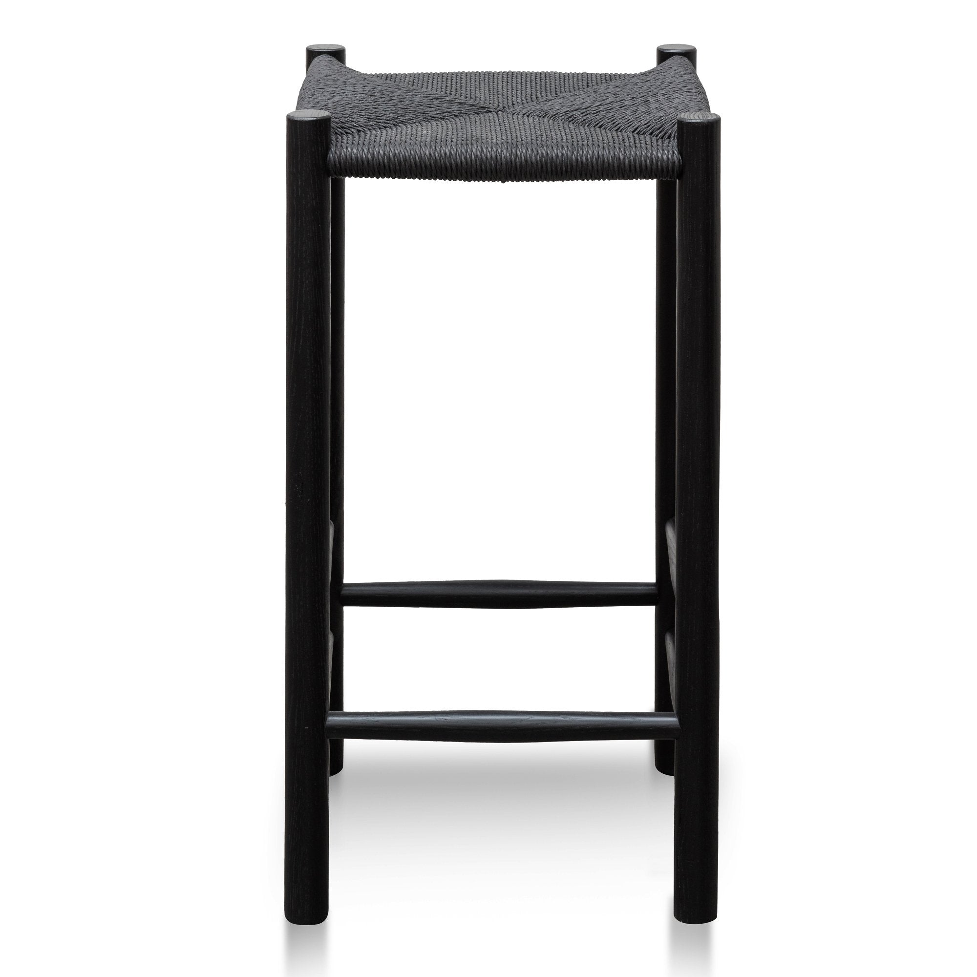 65cm Oak Bar Stool - Black