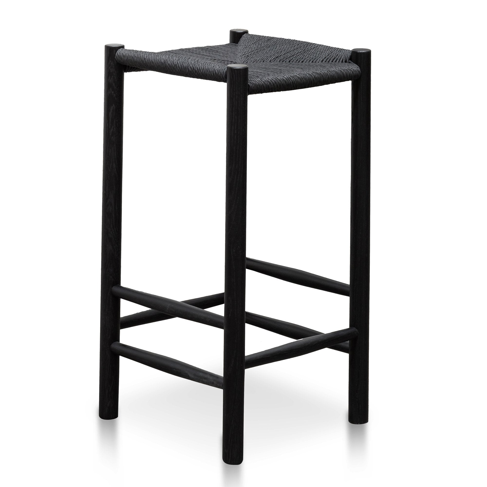 65cm Oak Bar Stool - Black