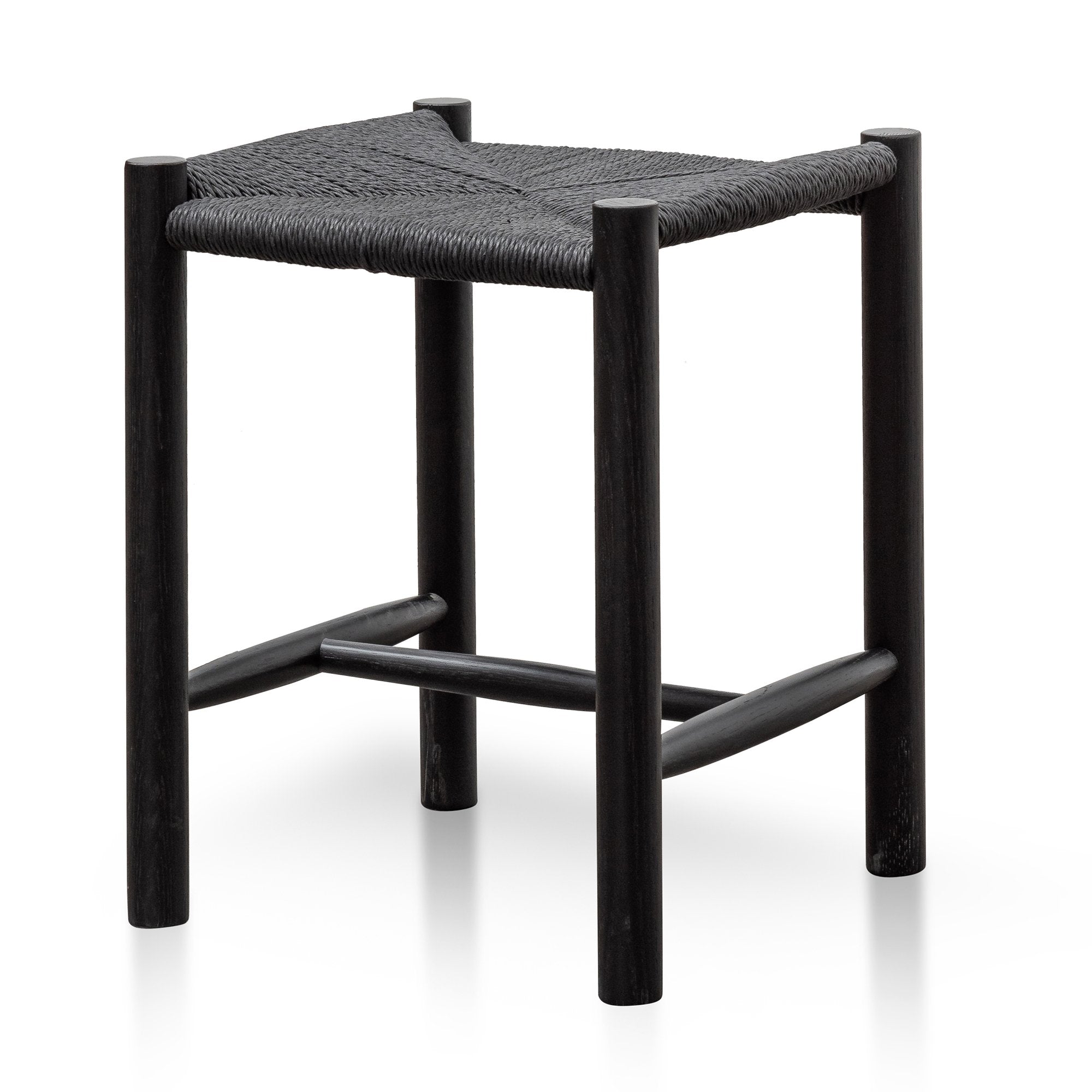 Oak Low Stool - Black