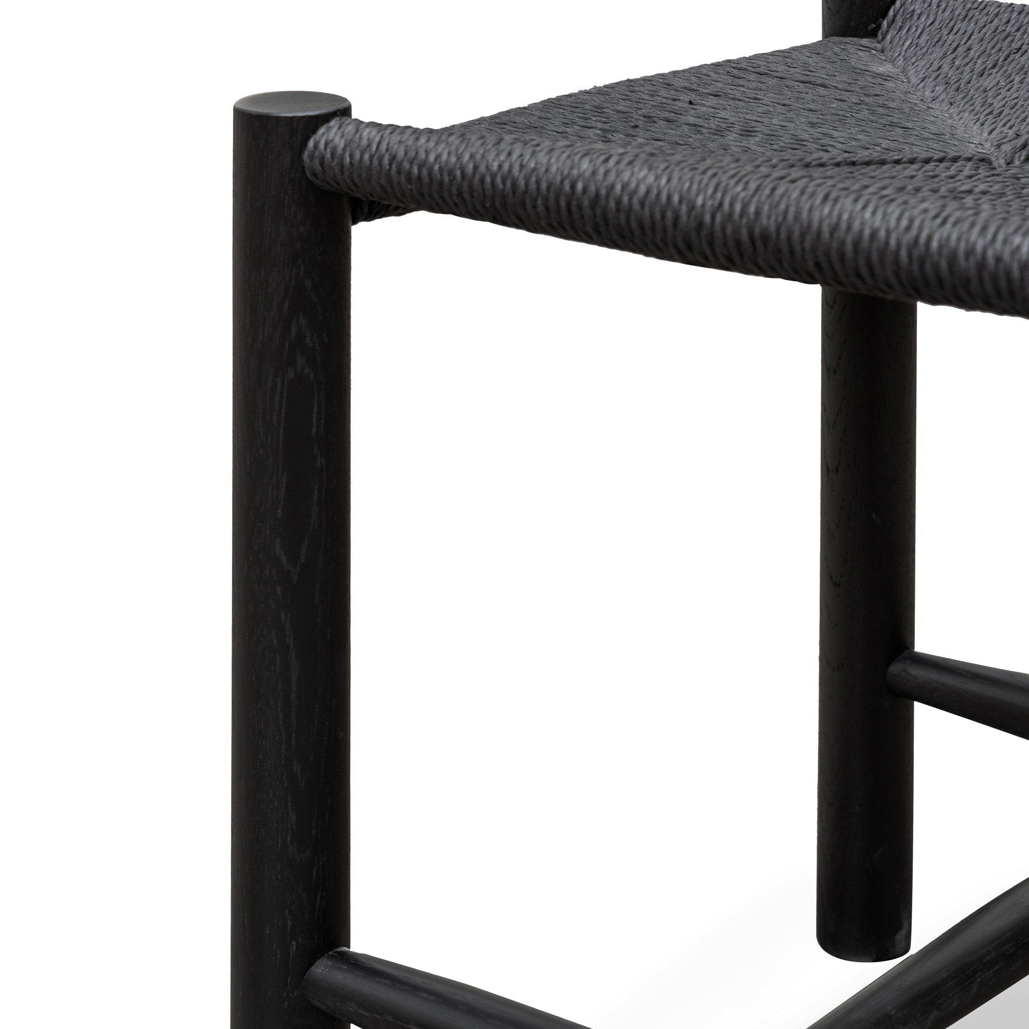 Oak Low Stool - Black