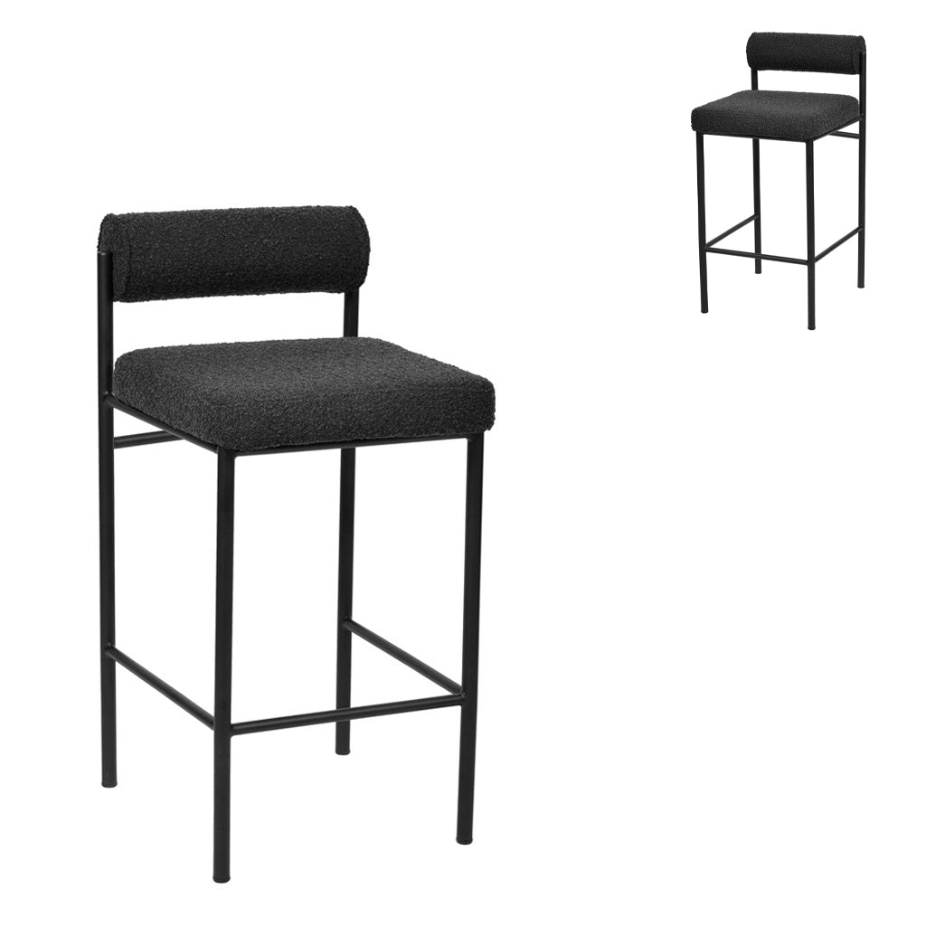 Set of 2 - Shaffer 65cm Bar Stool - Black Boucle