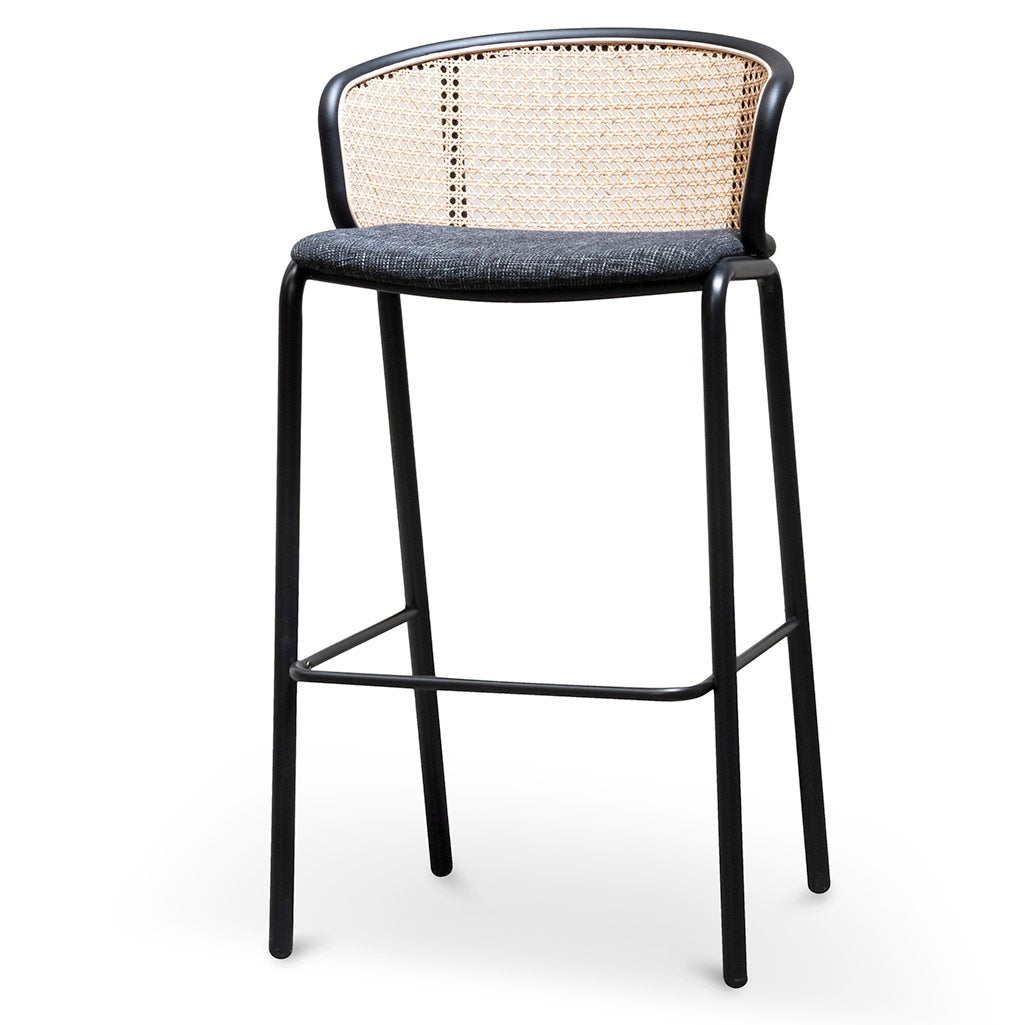 75cm Fabric Bar Stool - Black Legs