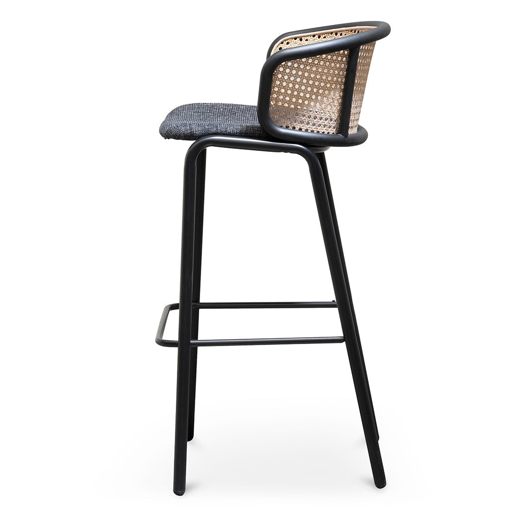 75cm Fabric Bar Stool - Black Legs