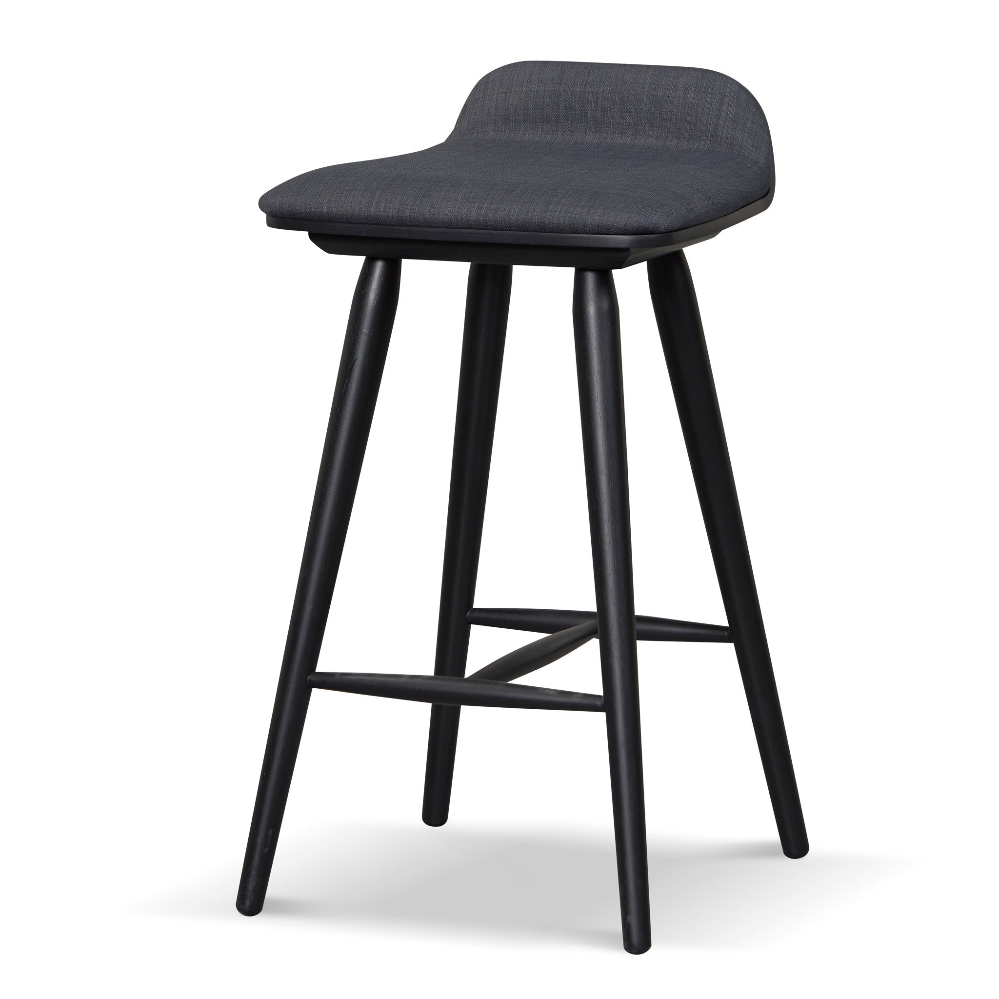 65cm Wooden Bar Stool - Charcoal Black