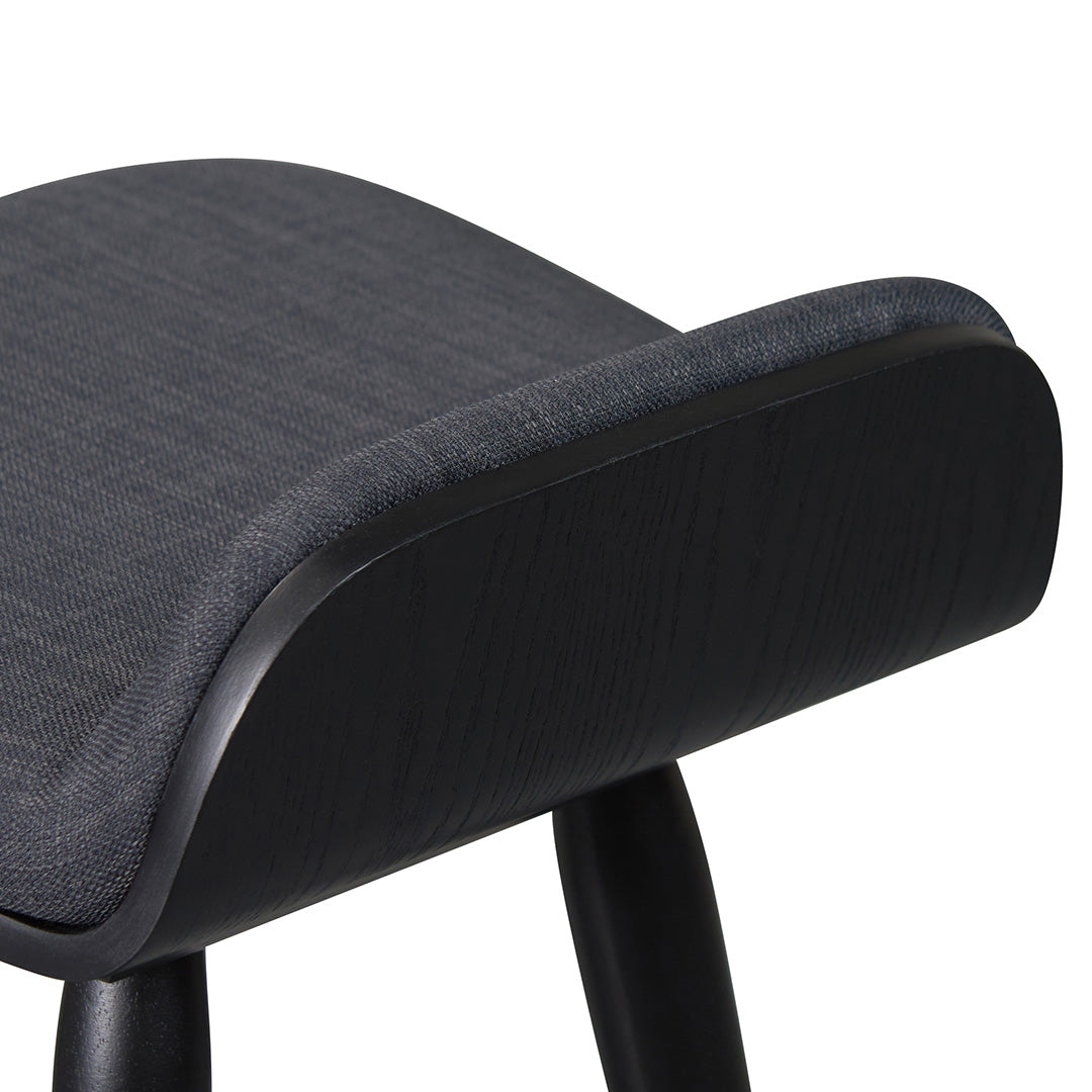 65cm Wooden Bar Stool - Charcoal Black