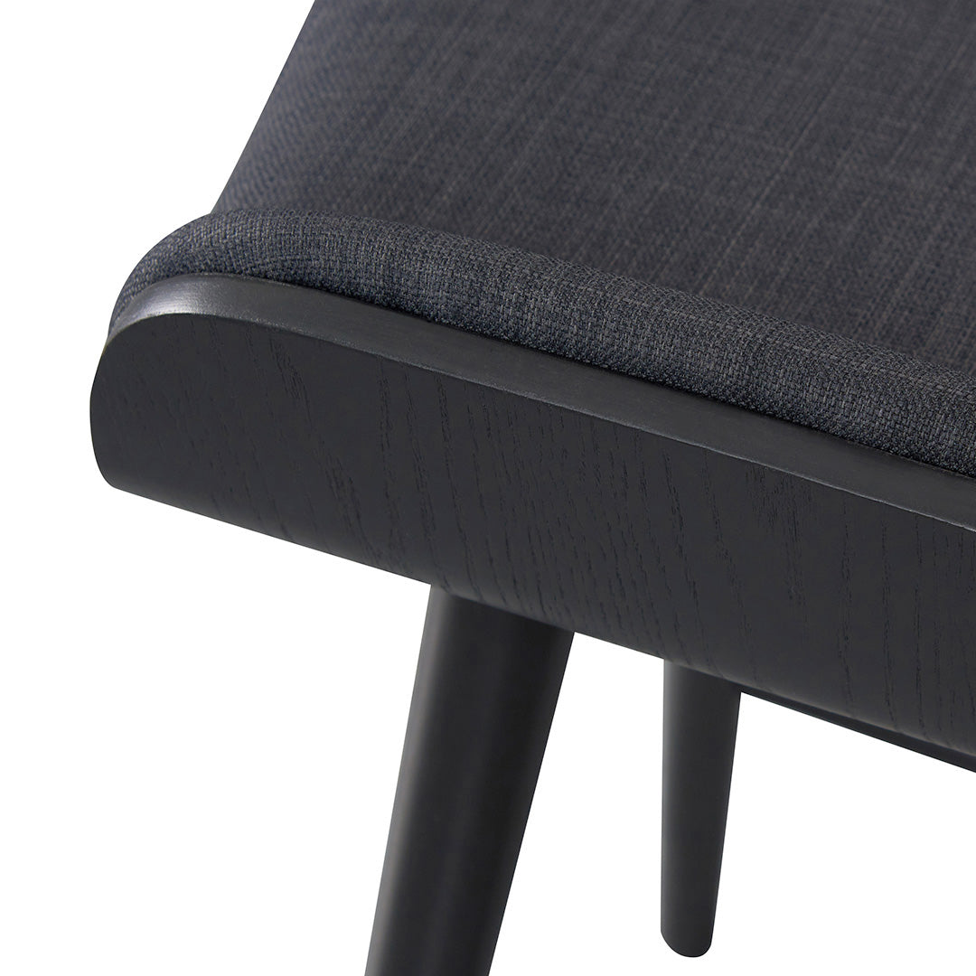 65cm Wooden Bar Stool - Charcoal Black