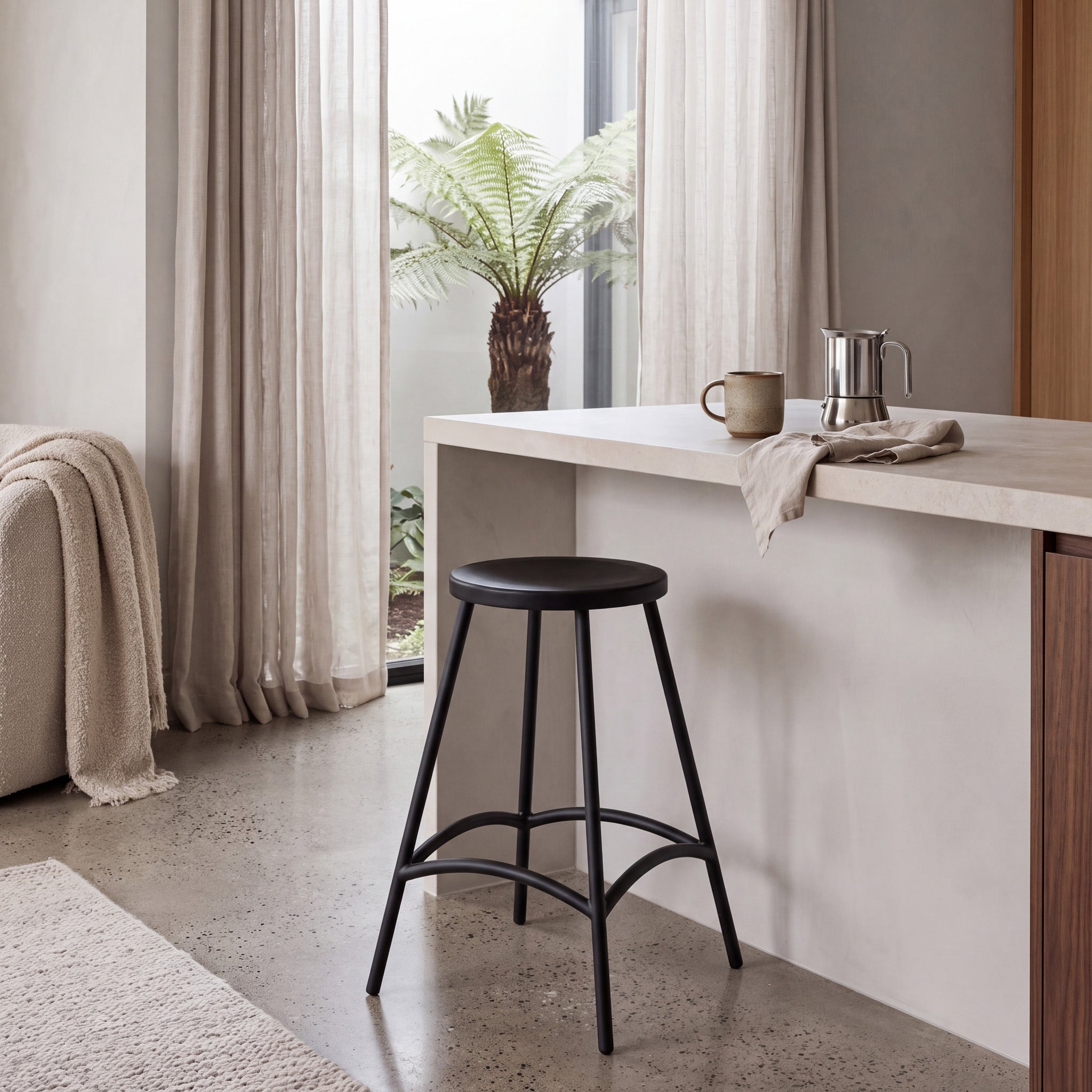 65cm Barstool - Full Black