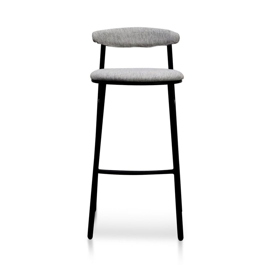 65cm Fabric Bar Stool - Silver Grey and Black Legs (Set of 2)