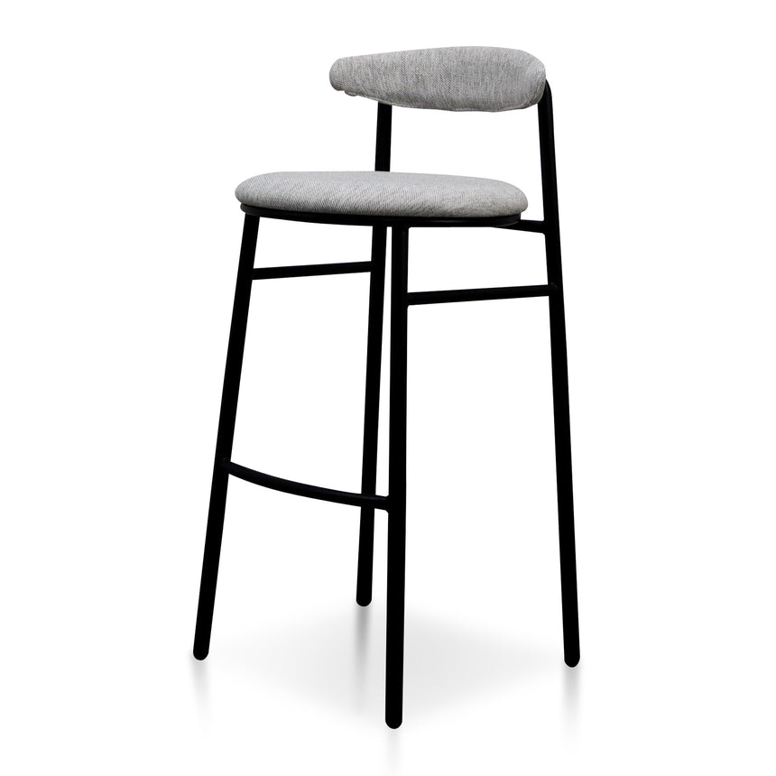 65cm Fabric Bar Stool - Silver Grey and Black Legs (Set of 2)