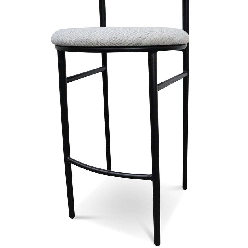 65cm Fabric Bar Stool - Silver Grey and Black Legs (Set of 2)