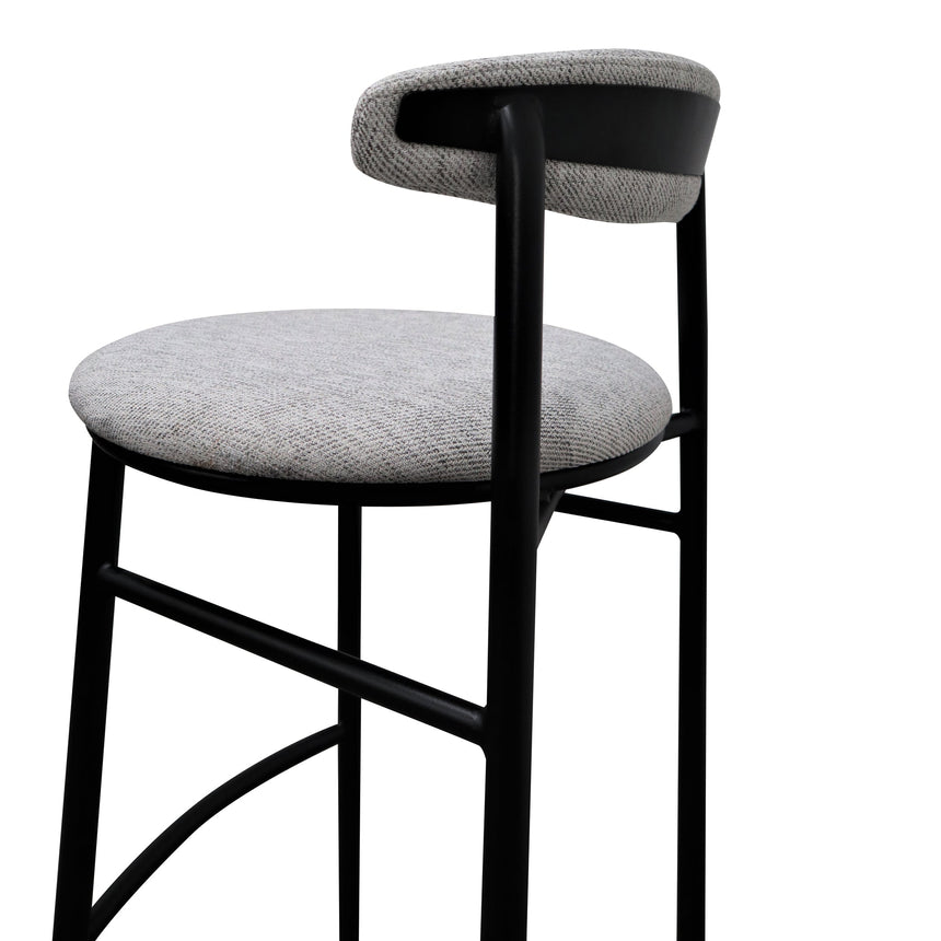 65cm Fabric Bar Stool - Silver Grey and Black Legs (Set of 2)