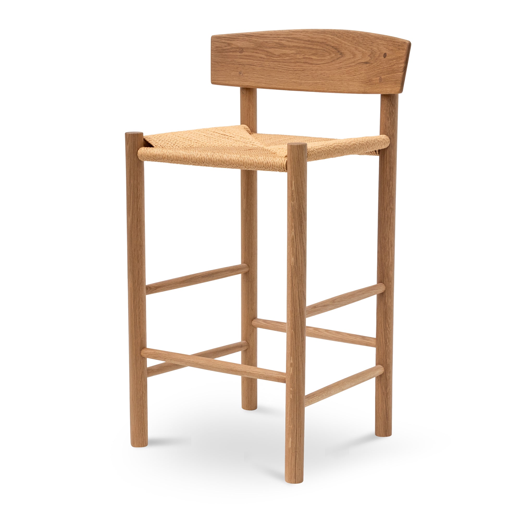 65cm Bar Stool - Natural with Back Rest