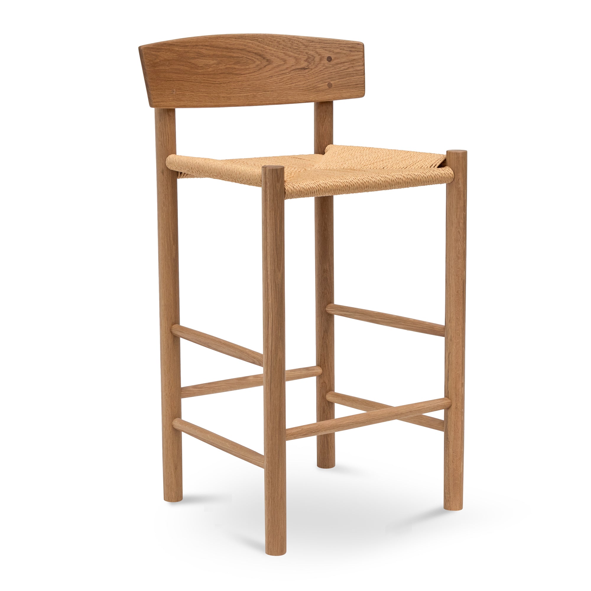 65cm Bar Stool - Natural with Back Rest