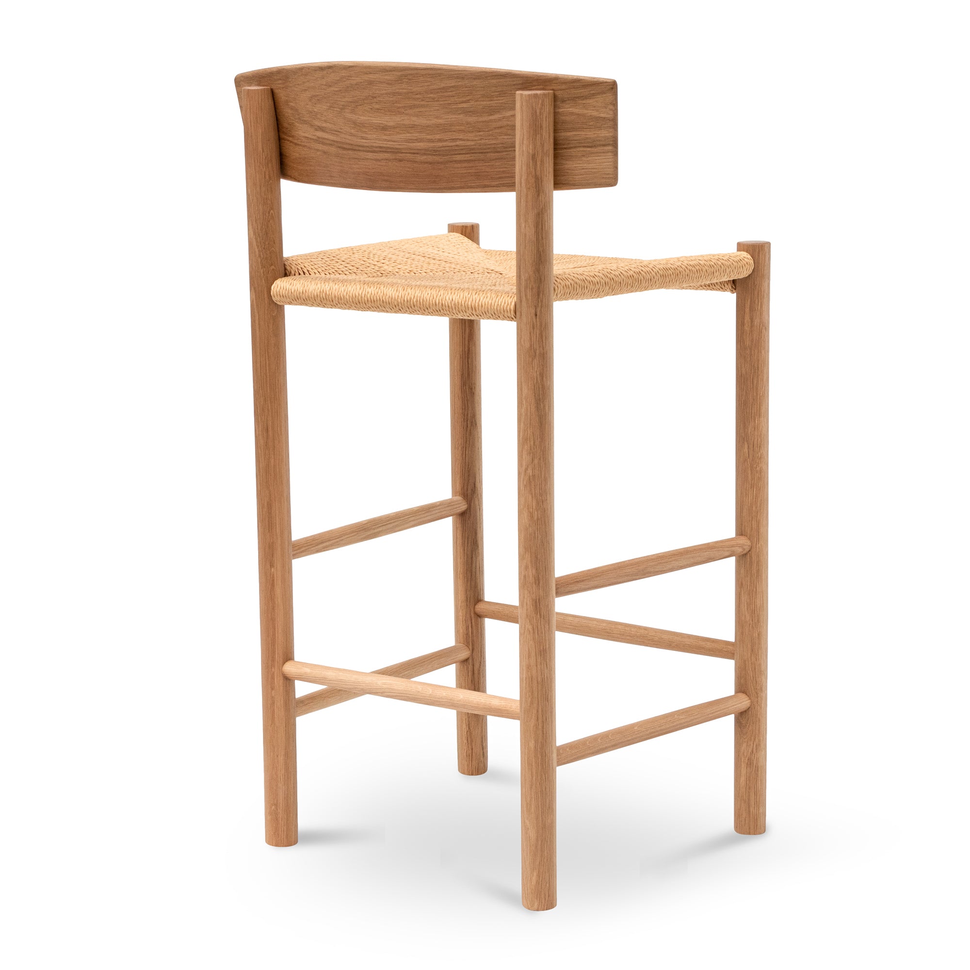 65cm Bar Stool - Natural with Back Rest