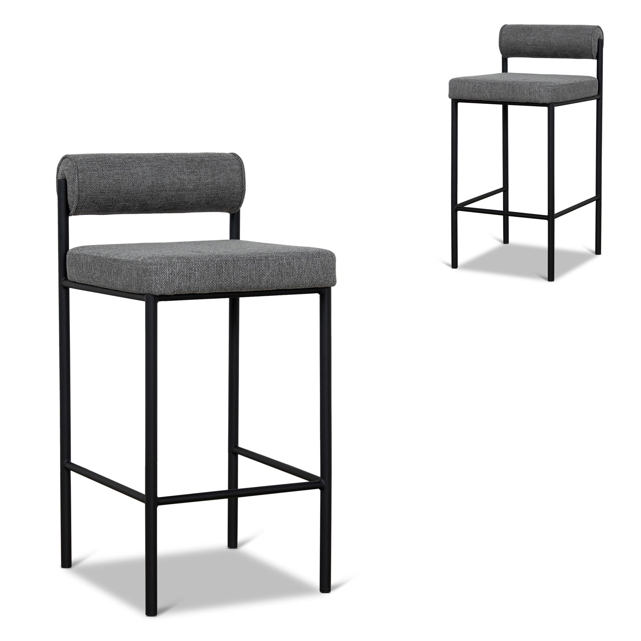 CBS8169-FH 65cm Fabric Bar Stool - Spec Smoke Grey (Set of 2)