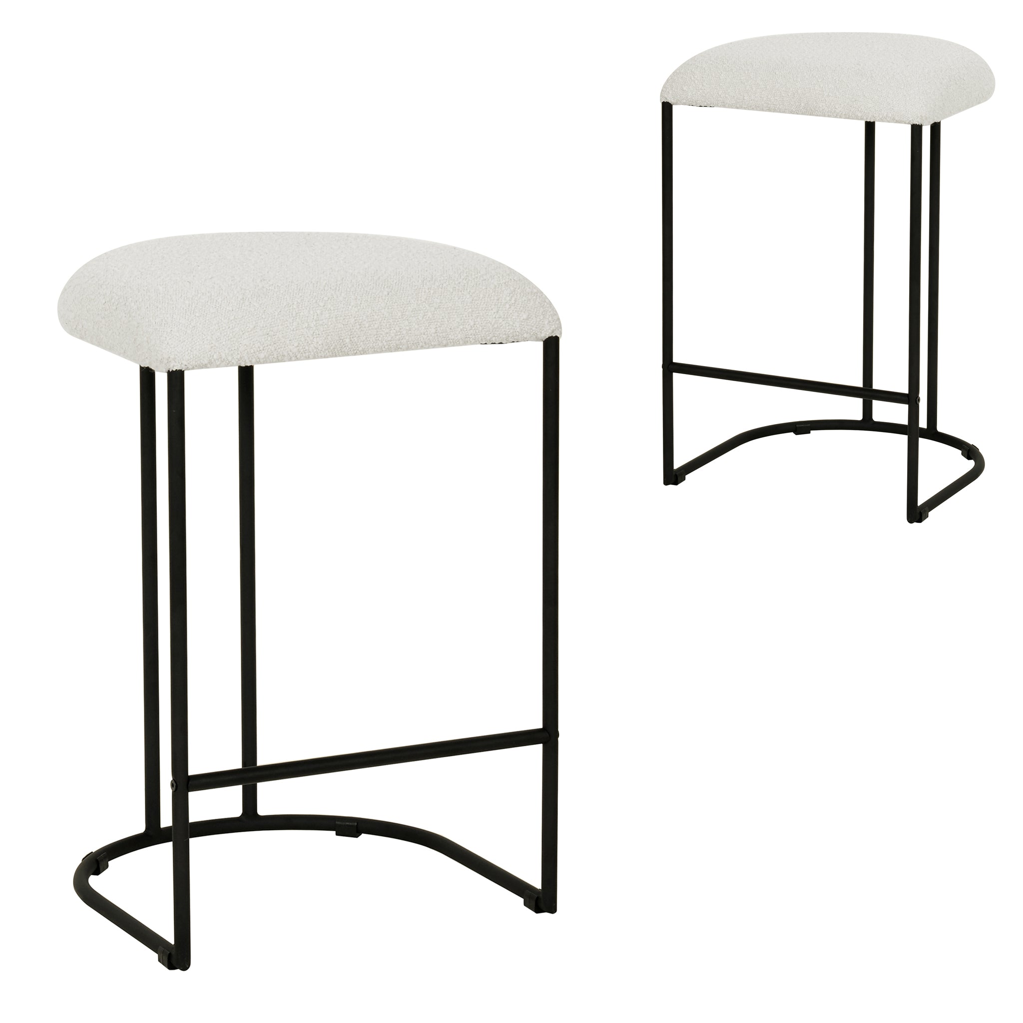 Set of 2 - Galvan 65cm Bar Stool - Cottage White Boucle