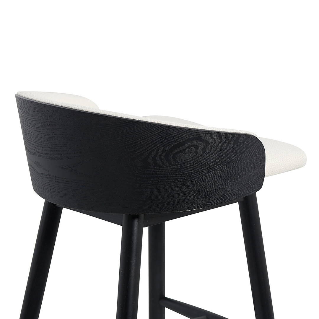 Nicholas 65cm Black Bar Stool - Beige