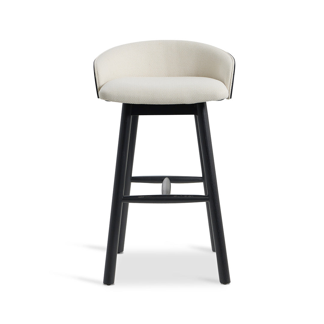 Nicholas 65cm Black Bar Stool - Beige