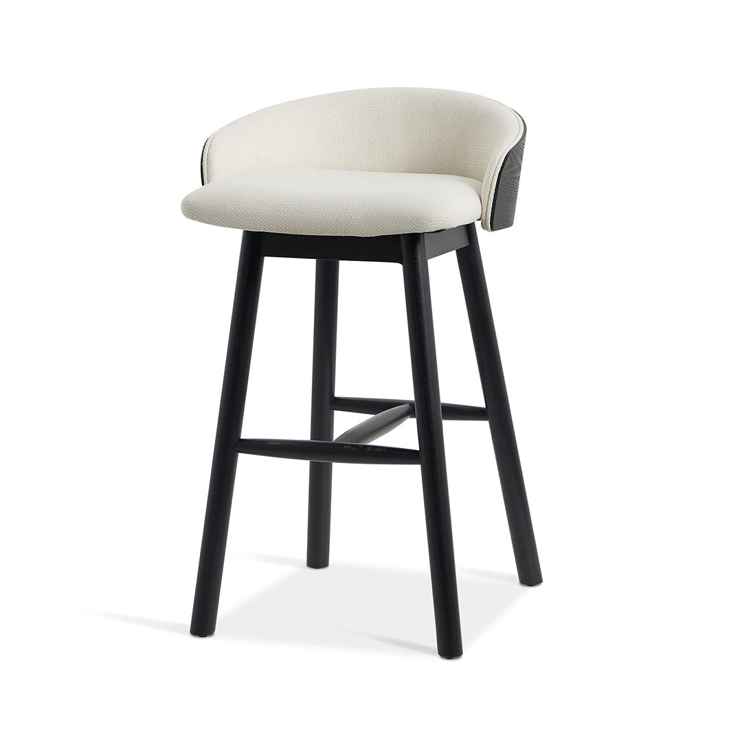 Nicholas 65cm Black Bar Stool - Beige