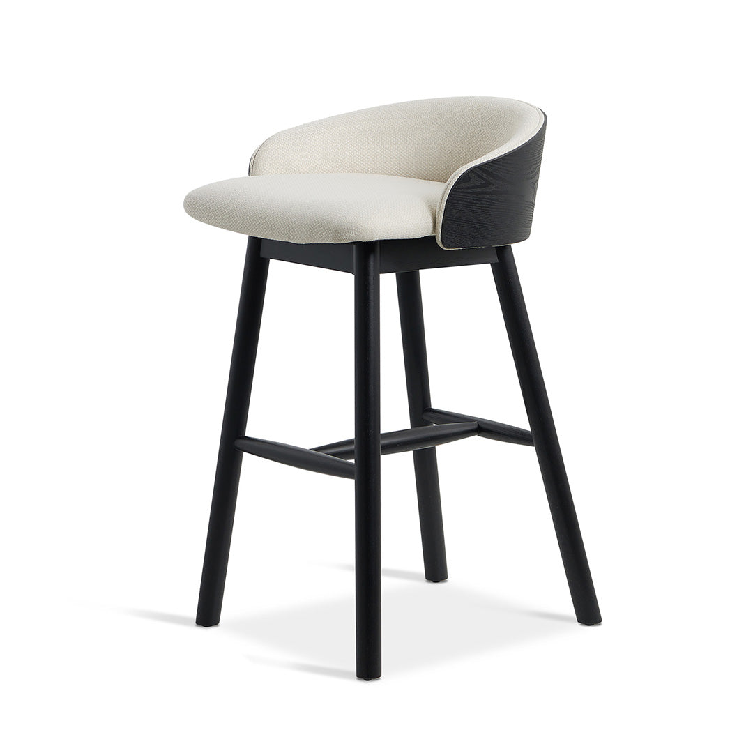 Nicholas 65cm Black Bar Stool - Beige