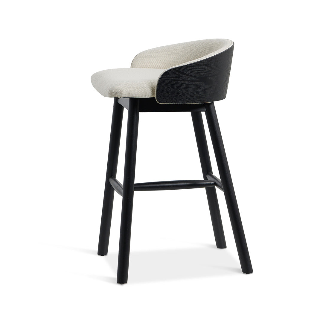 Nicholas 65cm Black Bar Stool - Beige