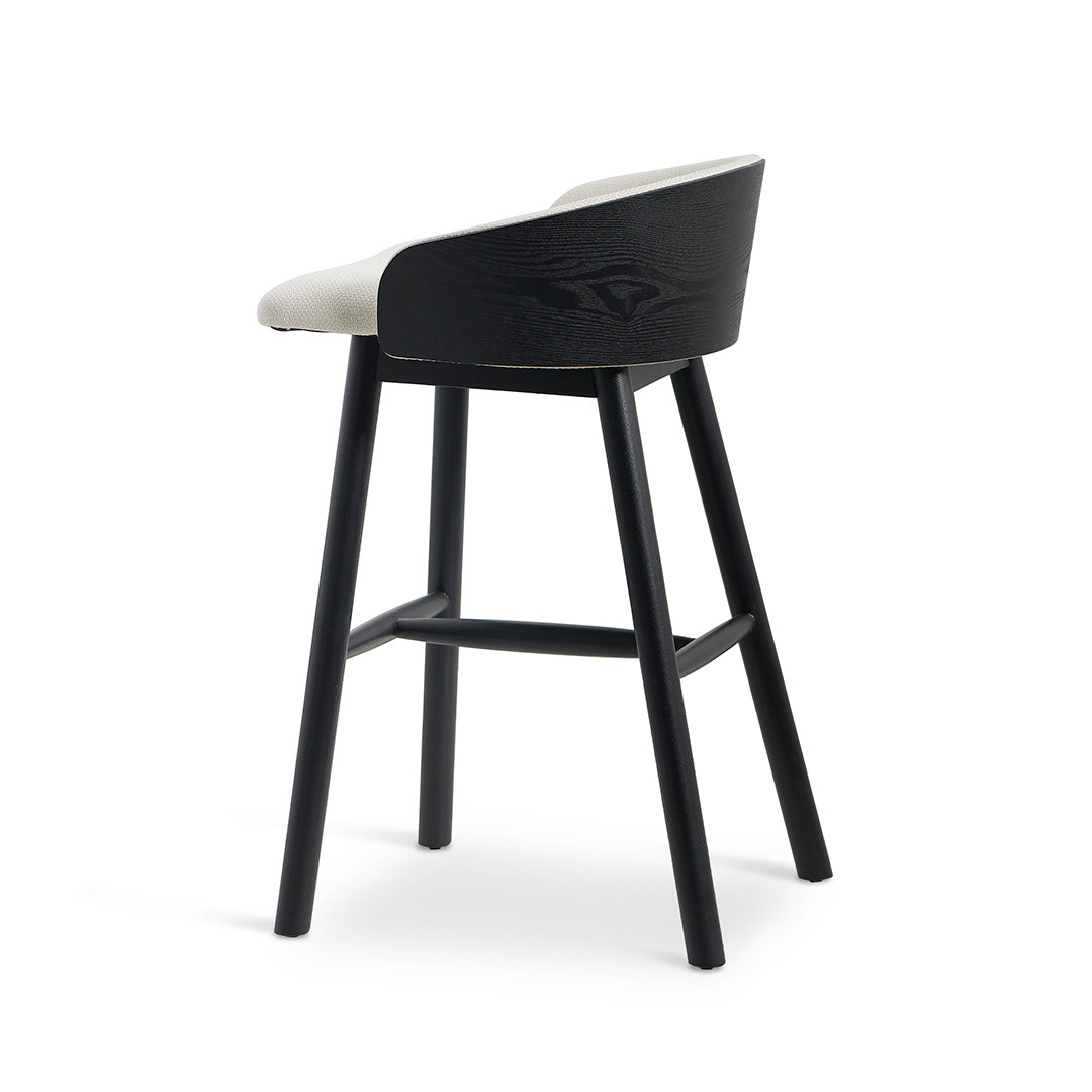 Nicholas 65cm Black Bar Stool - Beige