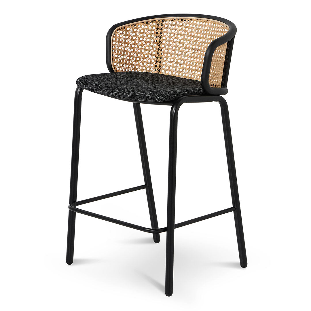 Set of 2 - Florine 65cm Fabric Bar Stool - Black Legs