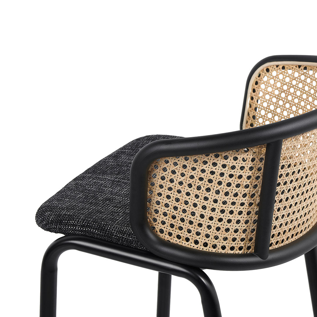 Set of 2 - Florine 65cm Fabric Bar Stool - Black Legs