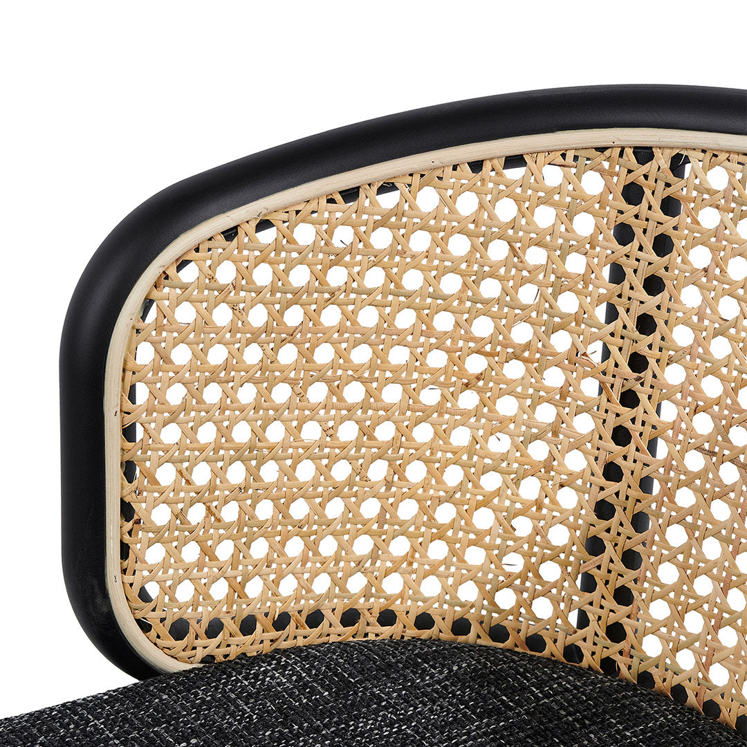 Set of 2 - Florine 65cm Fabric Bar Stool - Black Legs