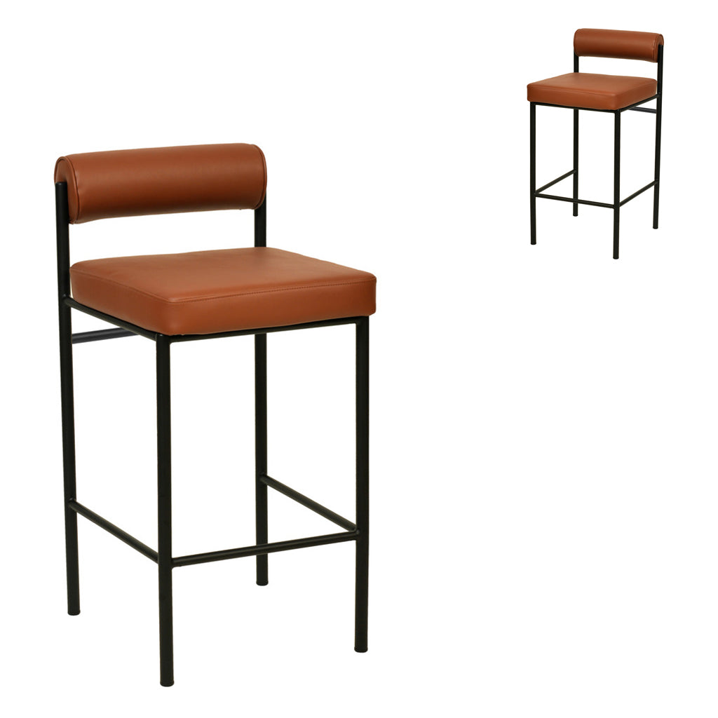 65cm Fabric Bar Stool - Brown (Set of 2)
