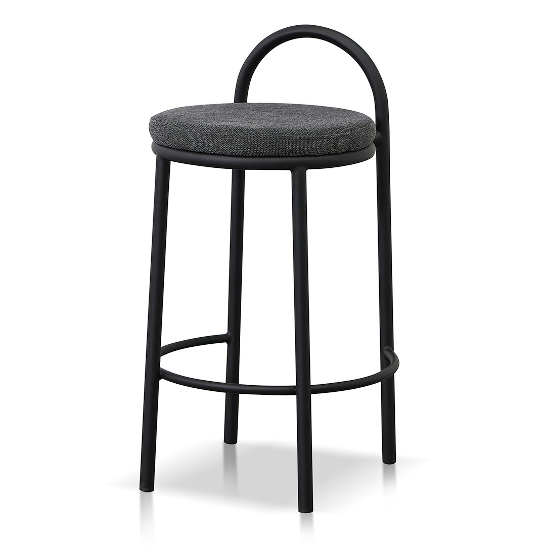 Set of 2 - Mclean 63cm Black Frame Bar Stool - Charcoal Grey